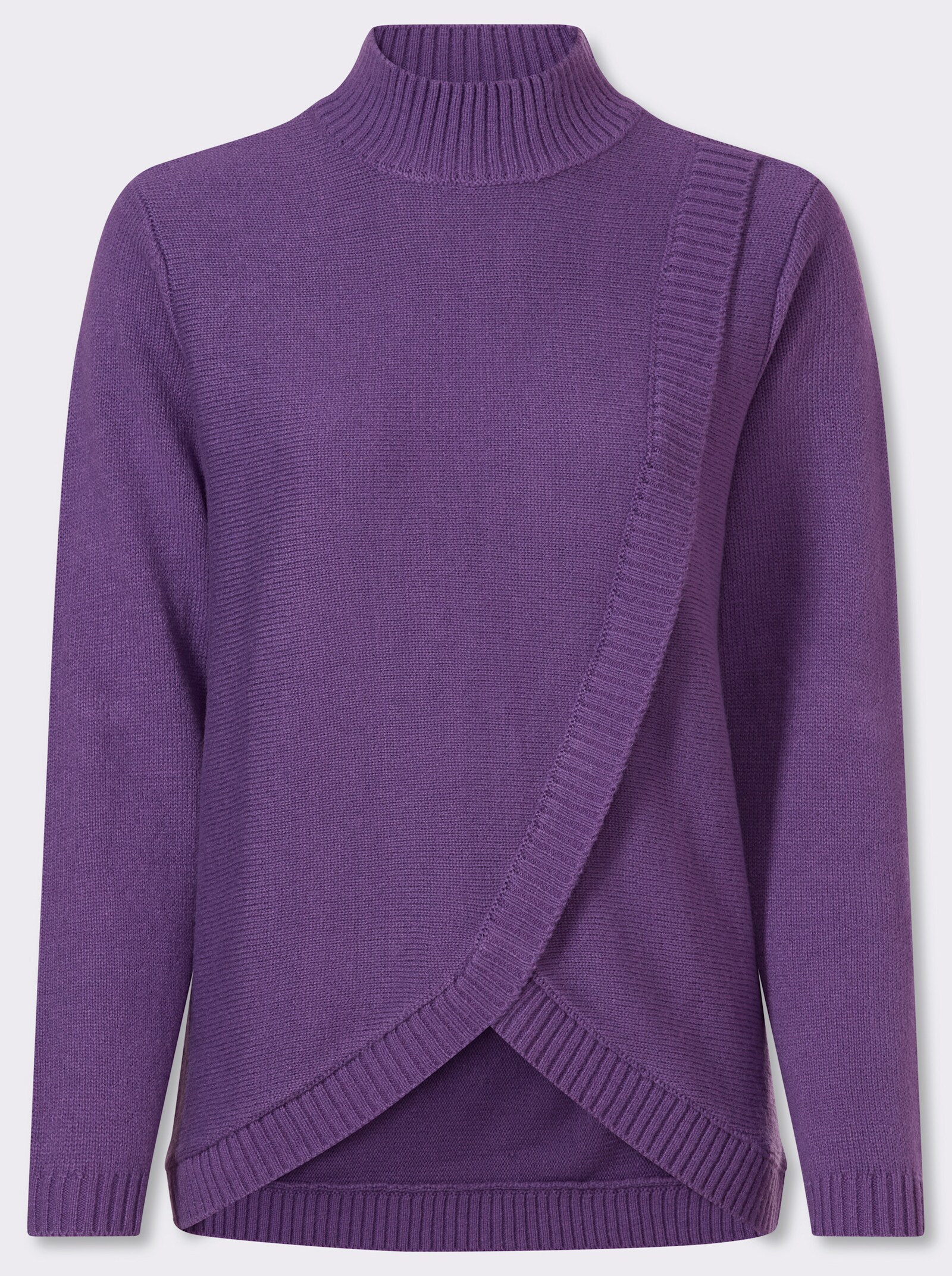 Stehkragenpullover in doppellagiger Optik - lila