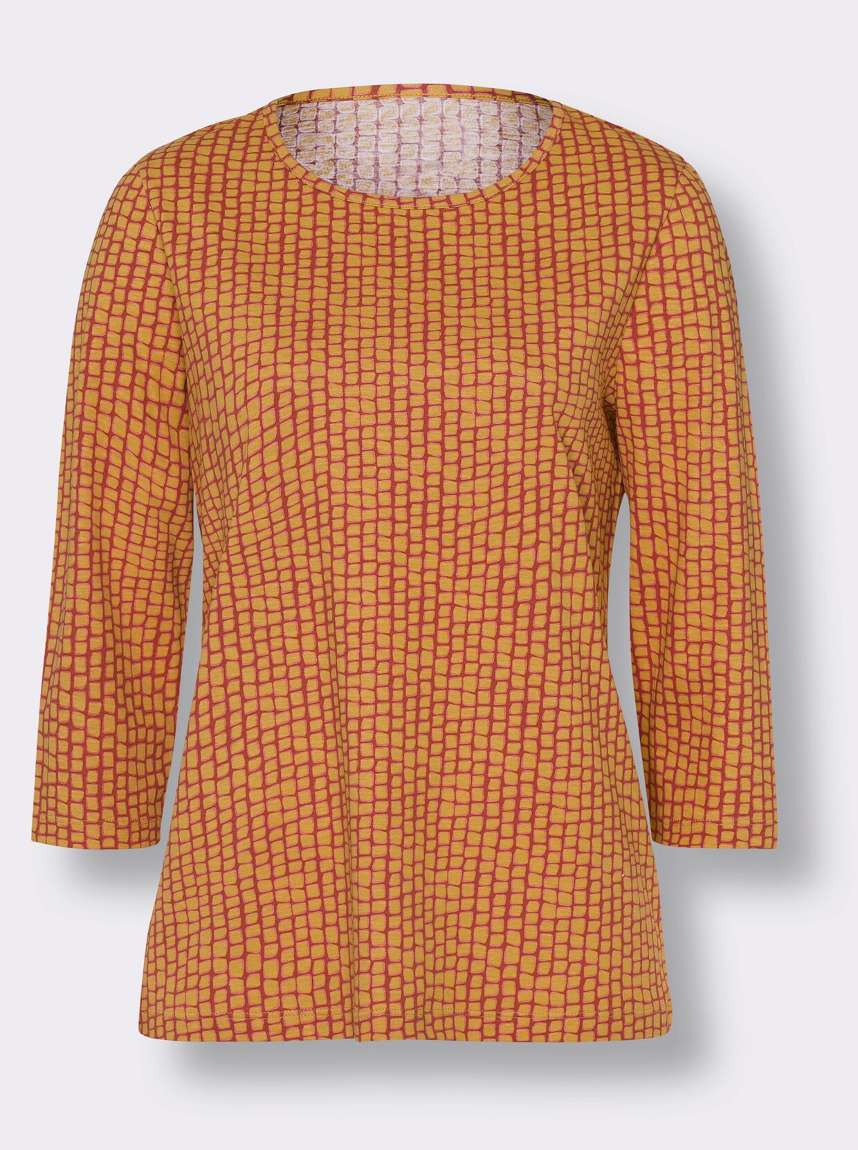 Shirt met 3/4-mouw - roestrood bedrukt
