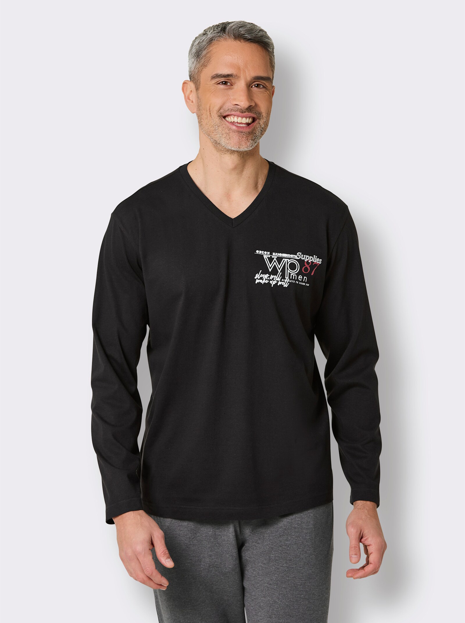 wäschepur men Schlafanzug-Shirt - schwarz