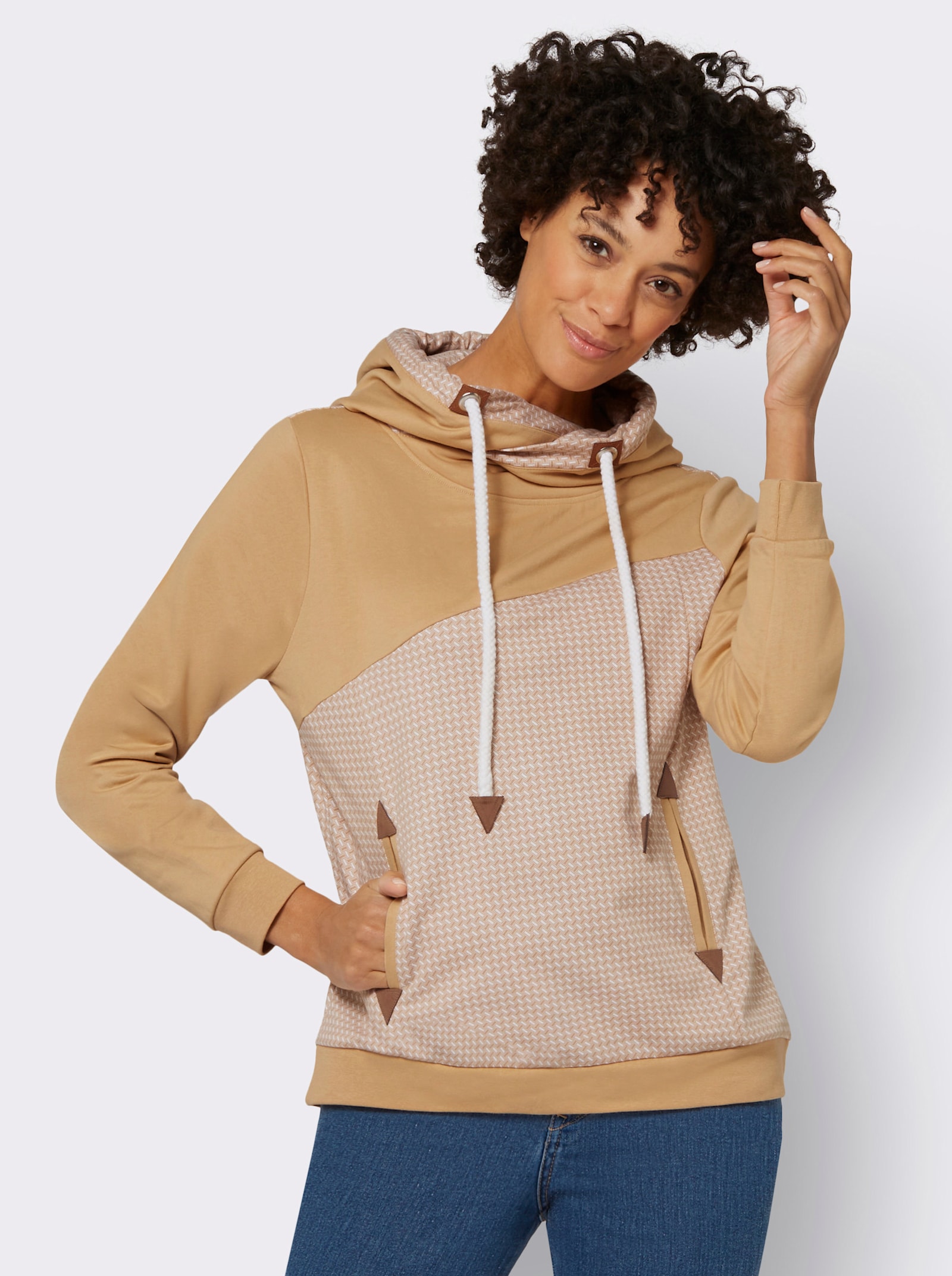 Sweatshirt mit Kapuze - camel