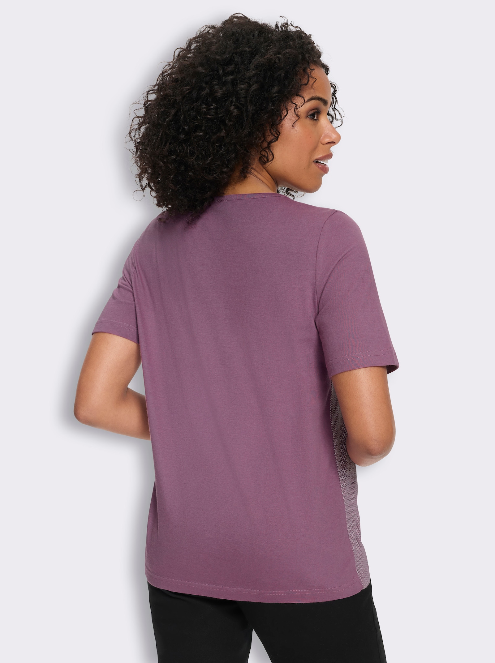 Shirt met korte mouwen in mêleelook - violet/mauve bedrukt