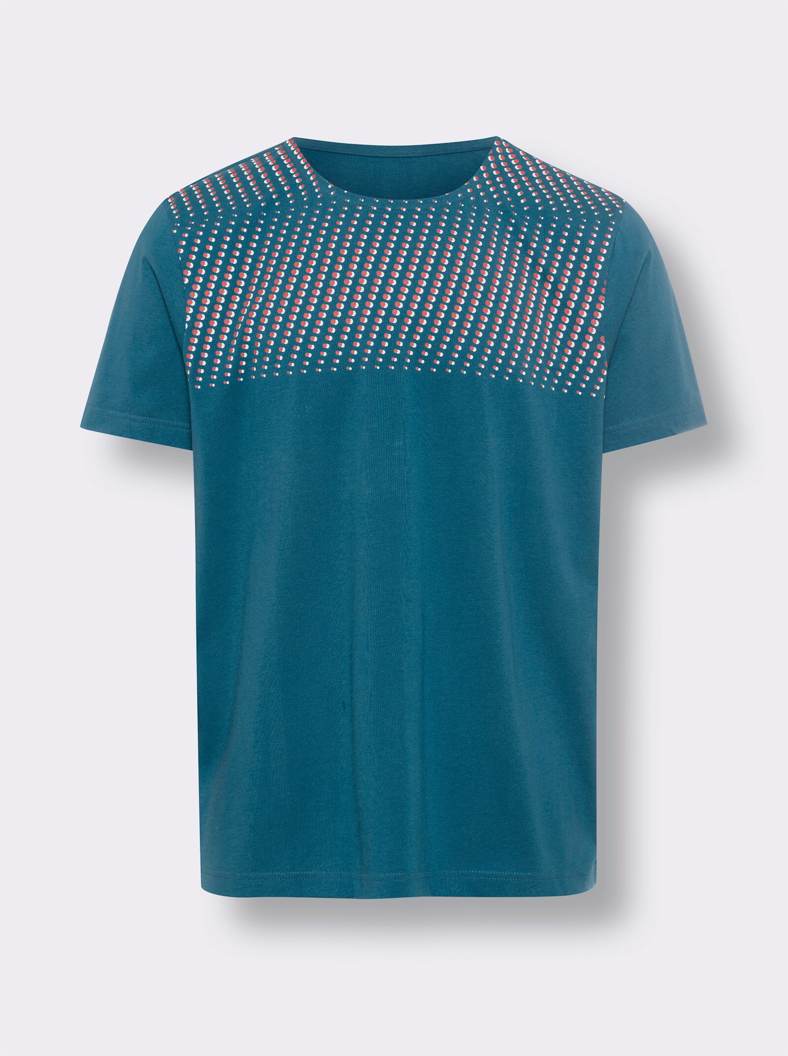 Shirt met ronde hals - topaas + terra + wit