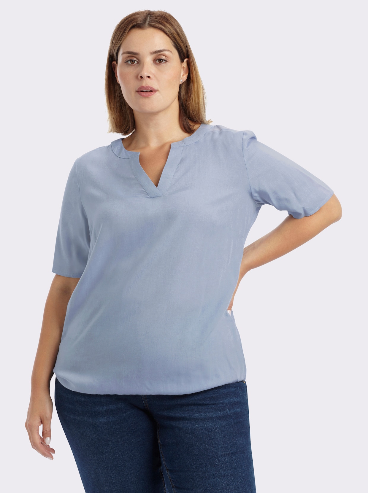 sheego Tunika mit Gummizugbund - hellblau