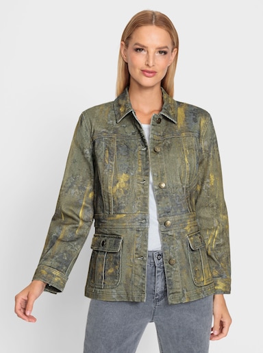 heine Jackenblazer mit goldfarbenen Details - khaki-bedruckt