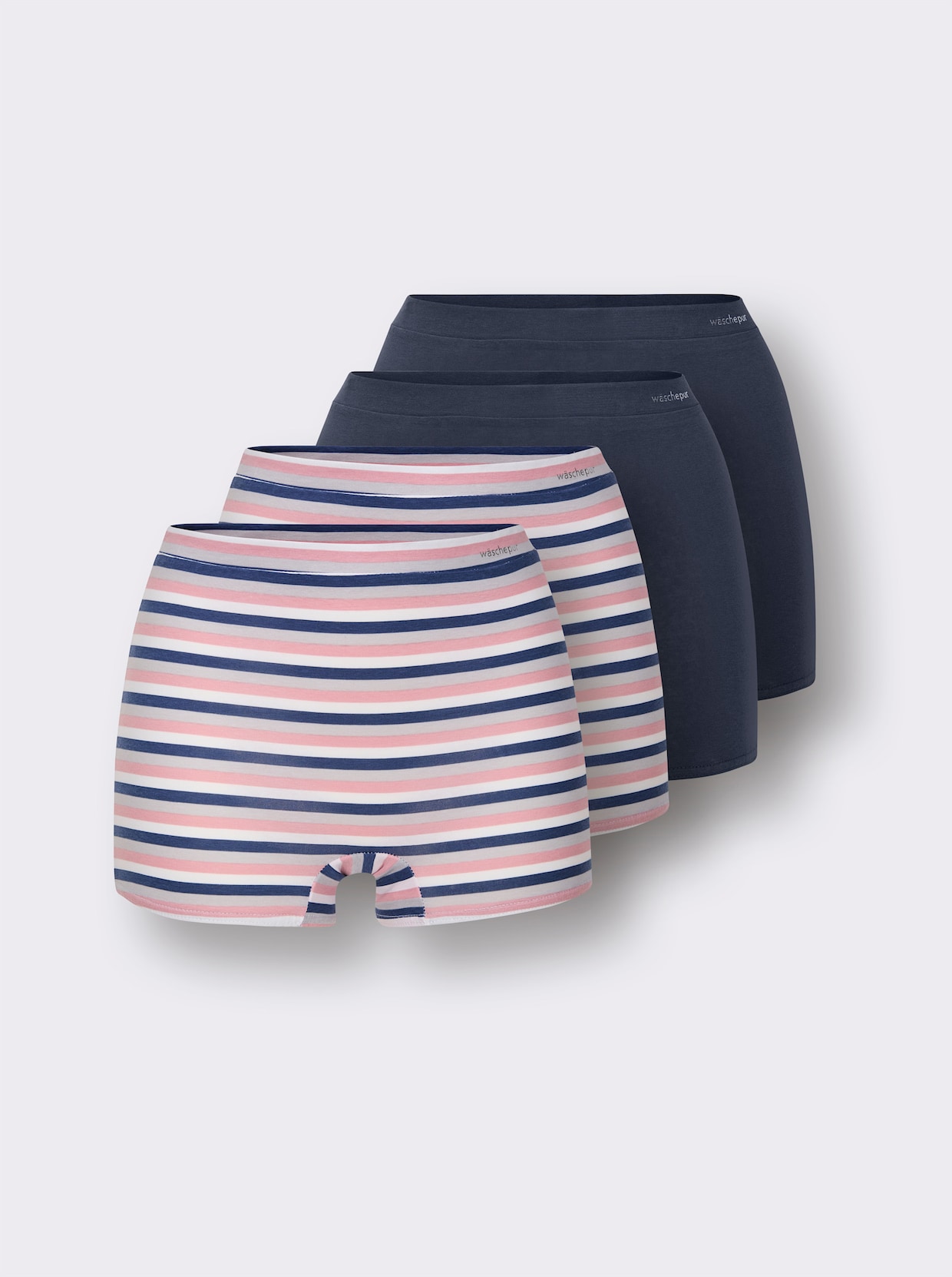 wäschepur Panty - 2x weiß-gestreift + 2x rauchblau