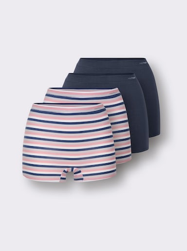 wäschepur Panty - 2x weiß-gestreift + 2x rauchblau