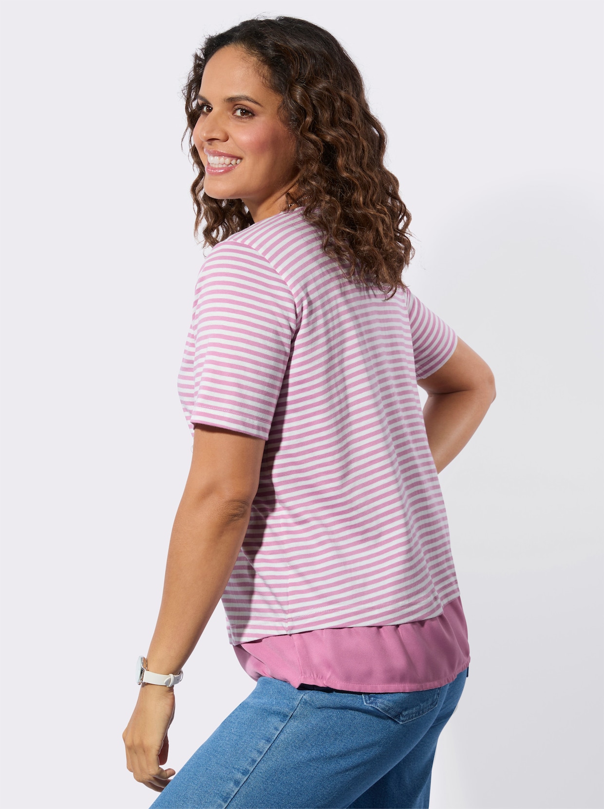 Ringelshirt - orchidee-ecru-geringelt