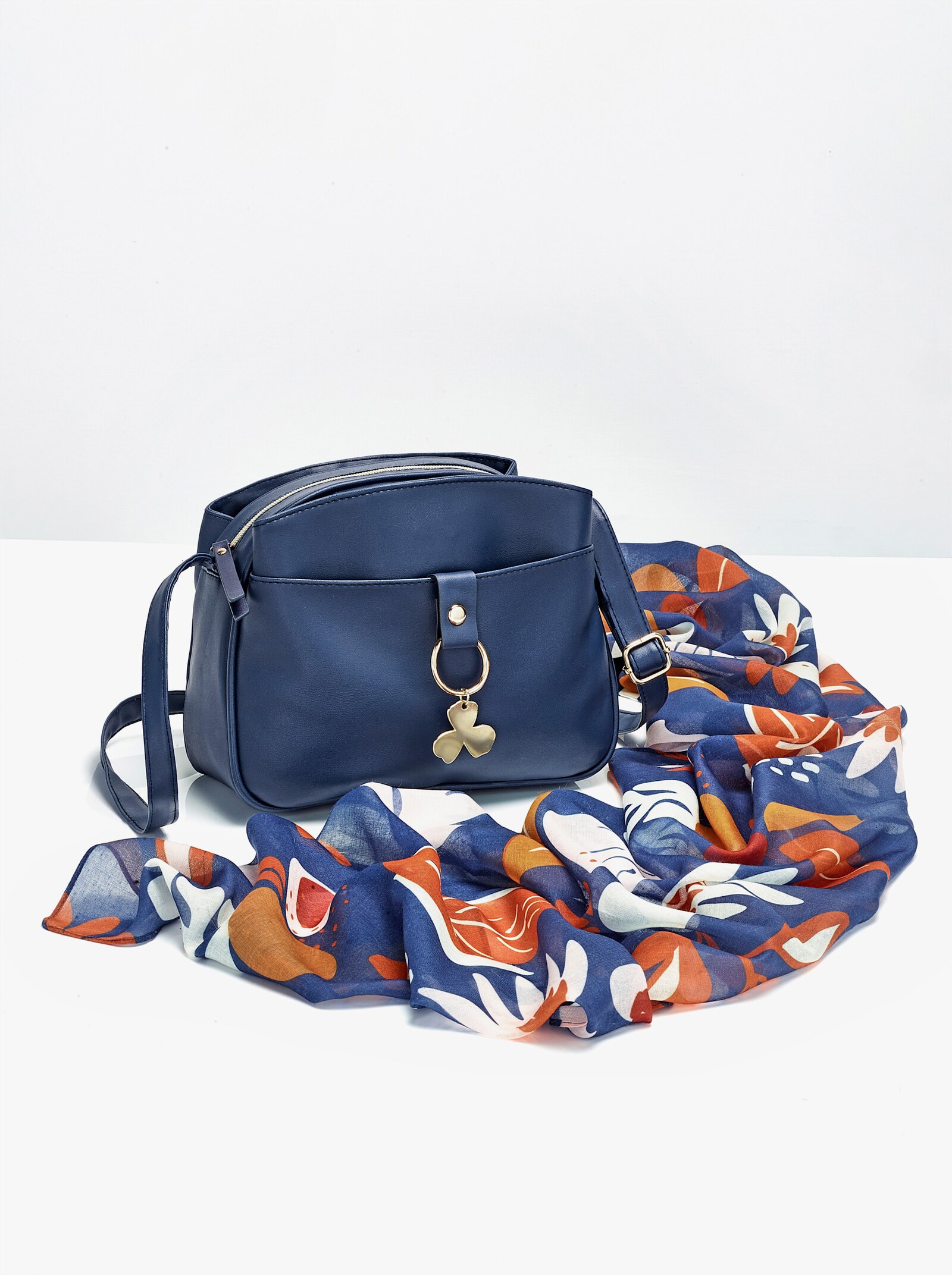 Handtasche mit Schal - bleu