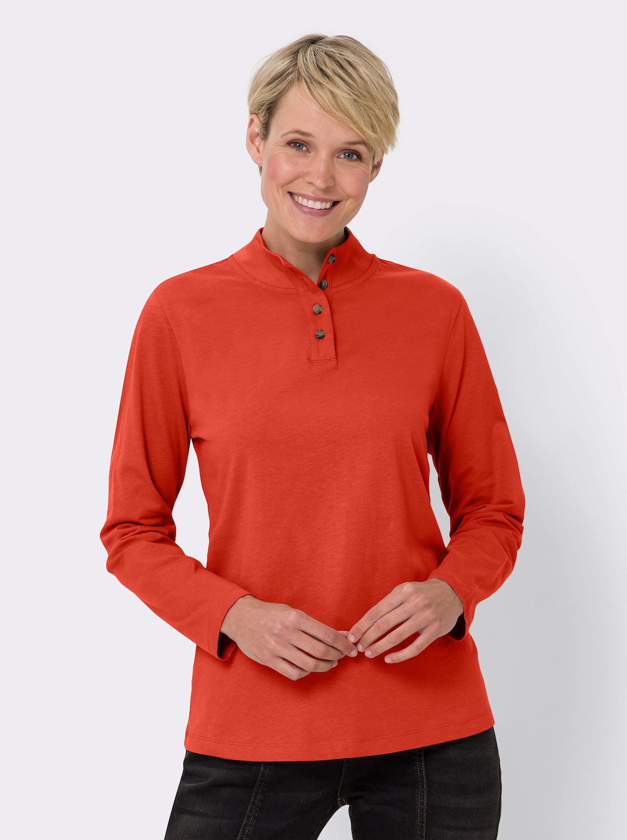 Shirt met opstaande kraag - terracotta