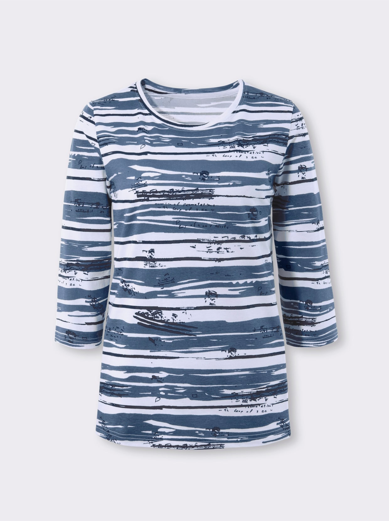 3/4-Arm-Shirt - jeansblau-bedruckt