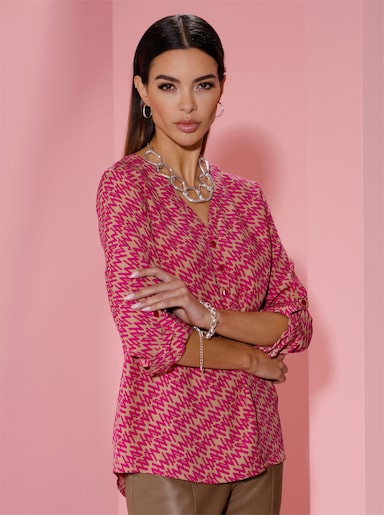 Bluse - camel-pink-bedruckt