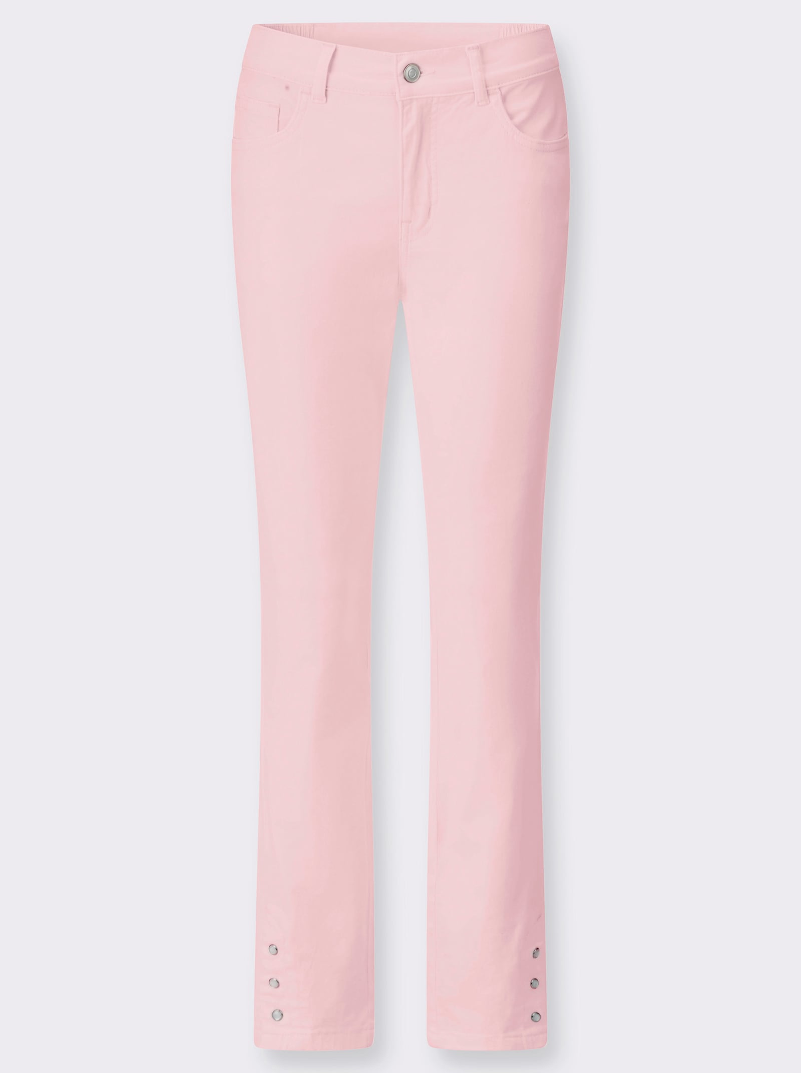 Jeans in verkürzter Form, Dehnbund - hellrosé