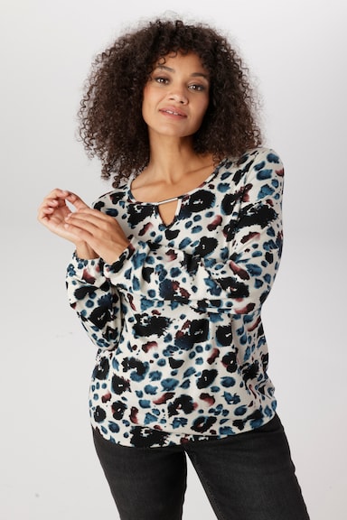 Aniston PLUS Langarmshirt - natur-blau-bordeaux-schwarz