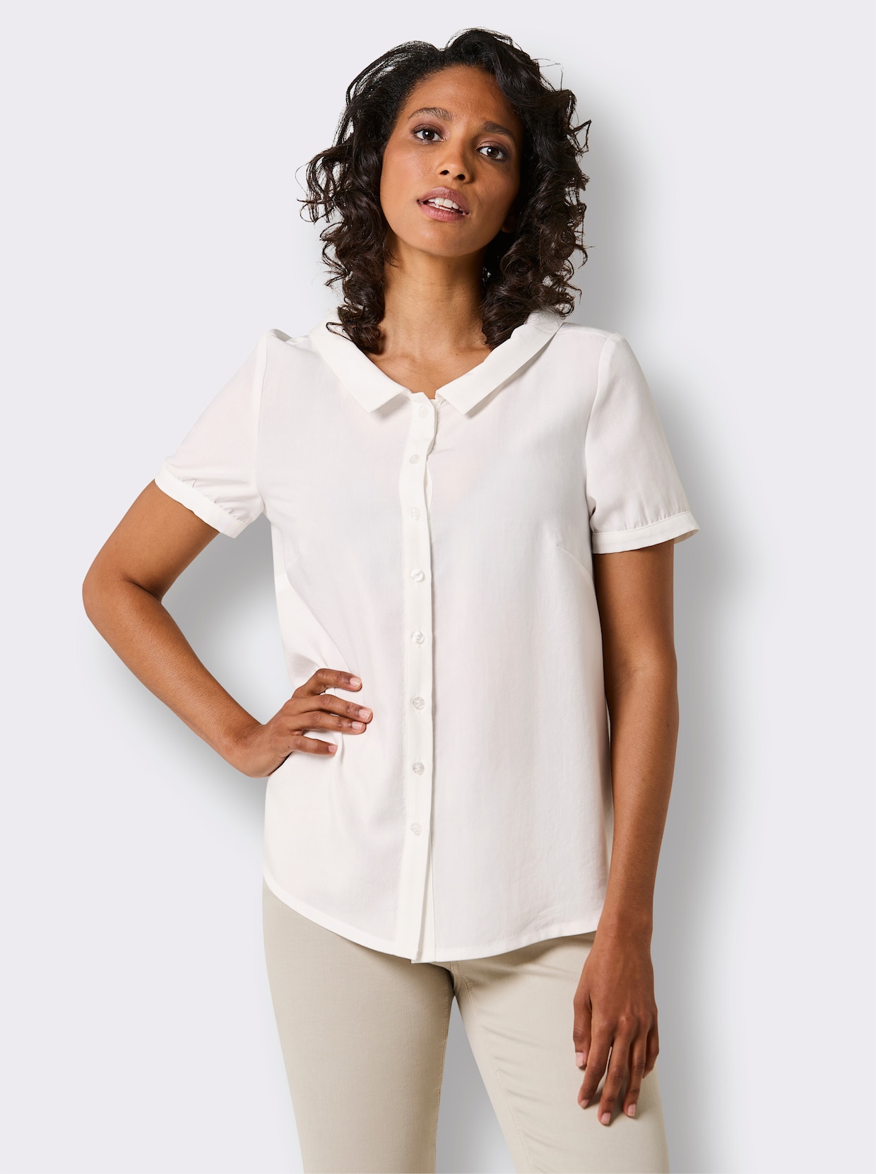 CREATION L PREMIUM Kurzarm-Bluse - weiß