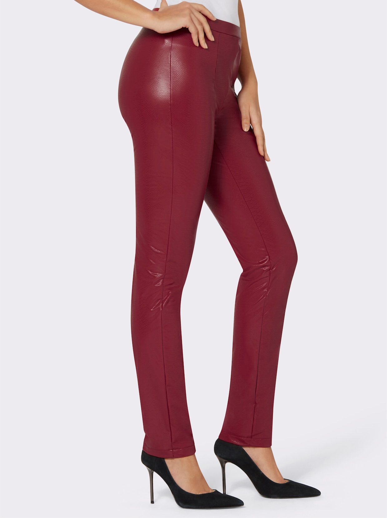 Pantalon en imitation cuir - rouge foncé