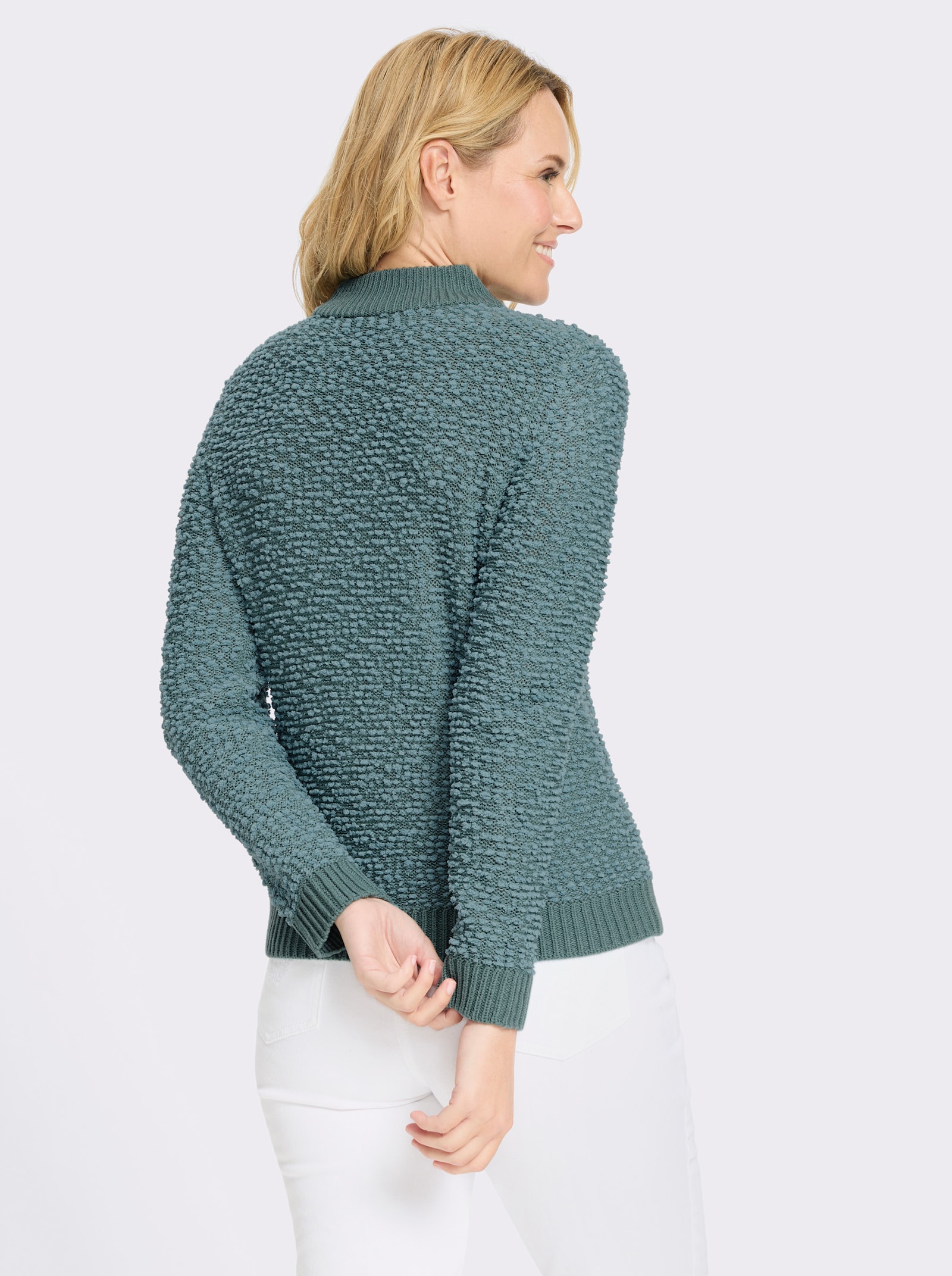 Stehkragenpullover aus Effektgarn - jade