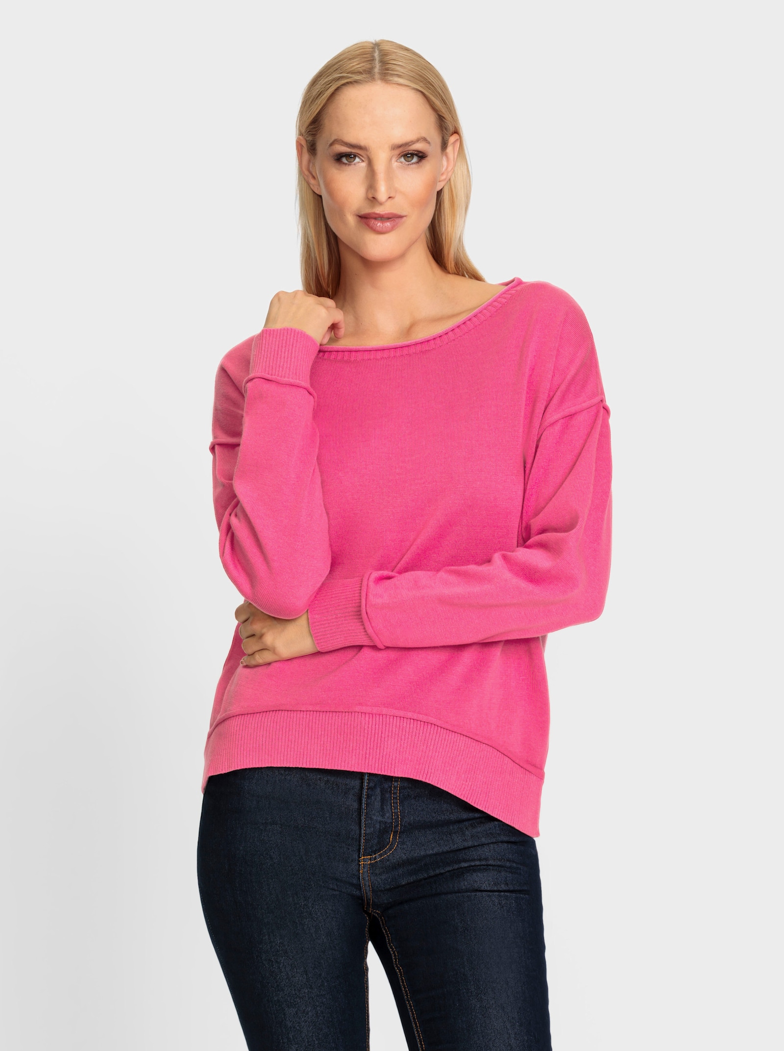 heine Strickpullover mit U-Boot-Ausschnitt - pink
