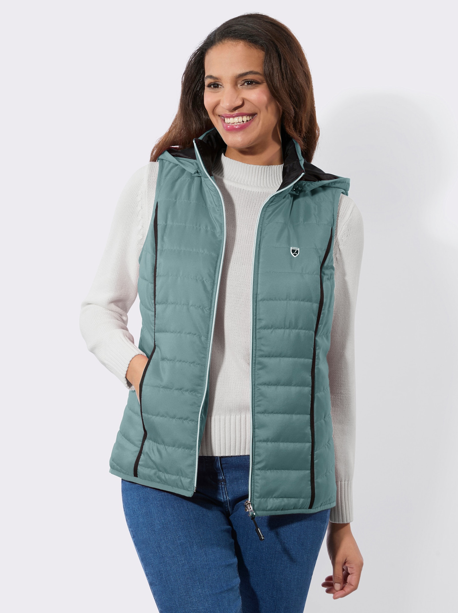 Steppweste mit abnehmbarer Kapuze - jade