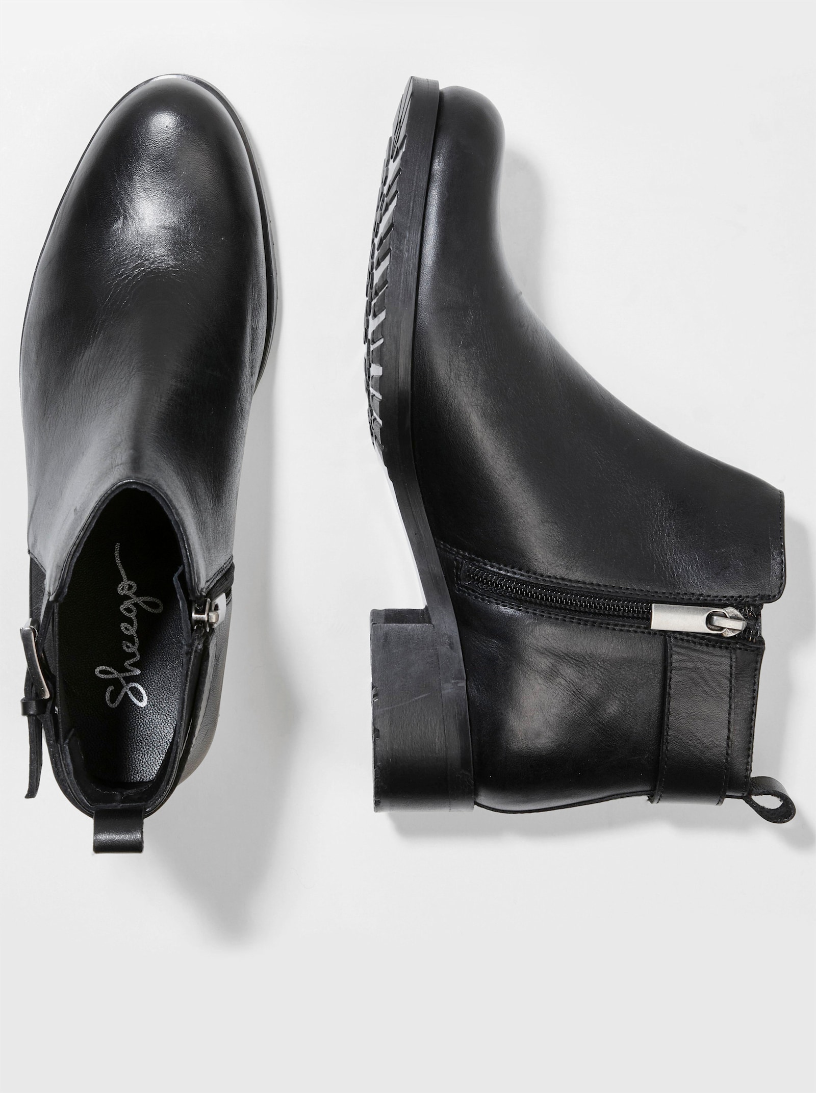 sheego Stiefelette mit Zierband und Schnalle - schwarz