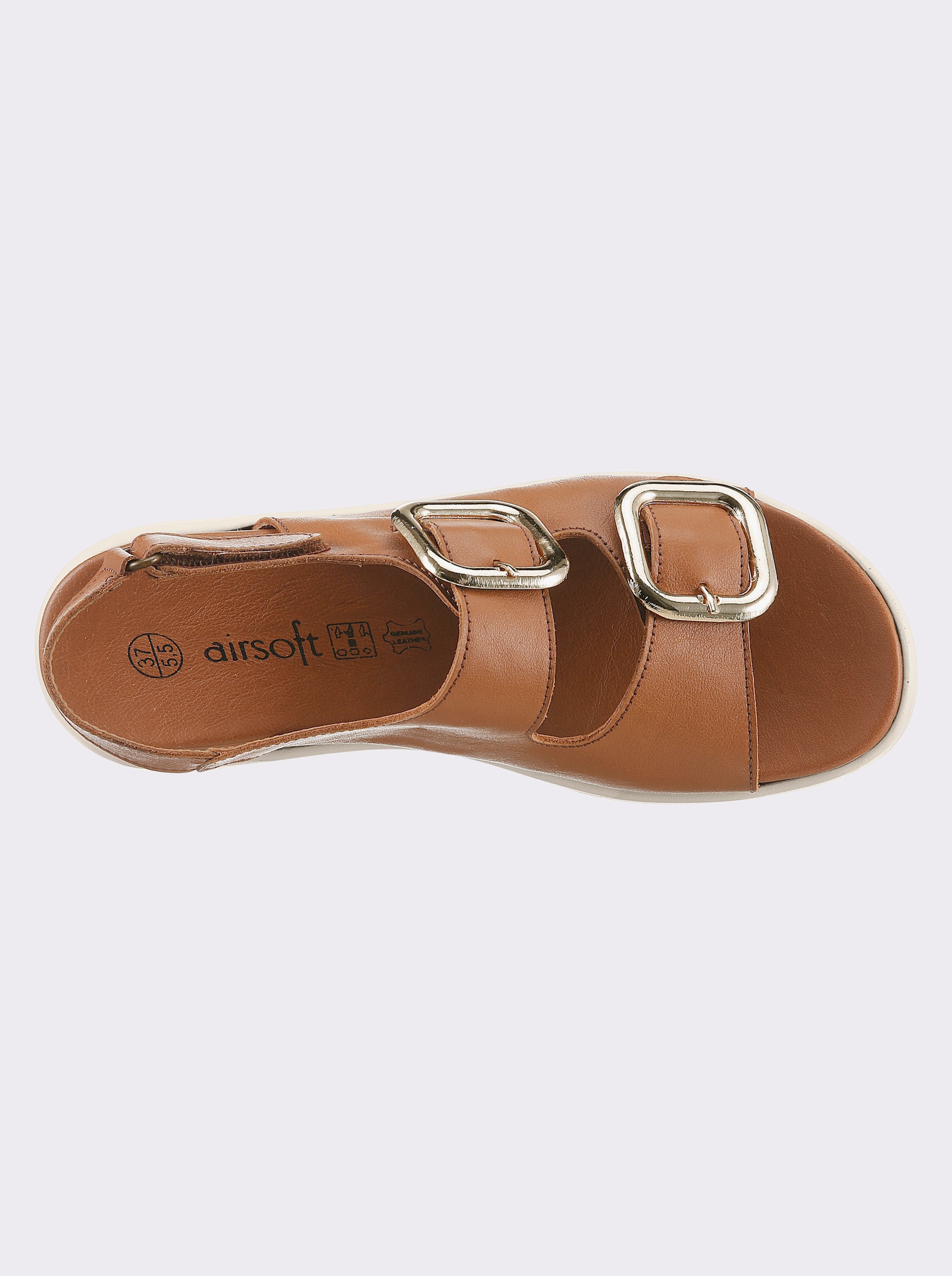 airsoft modern+ Sandalette mit Klettverschlüssen - cognac