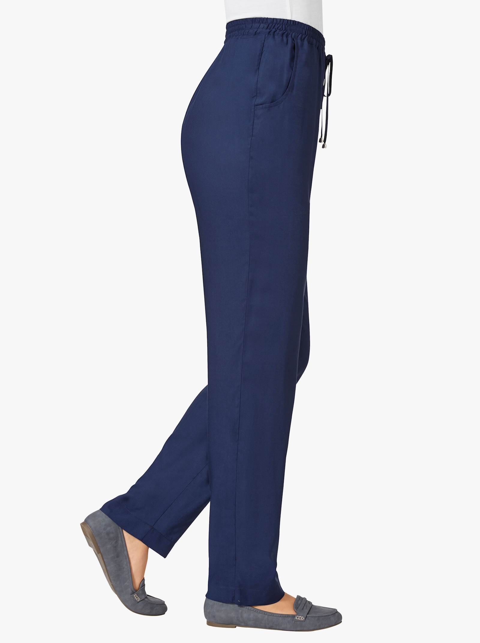 Schlupfhose mit Dehnbund und Bindeband - marine