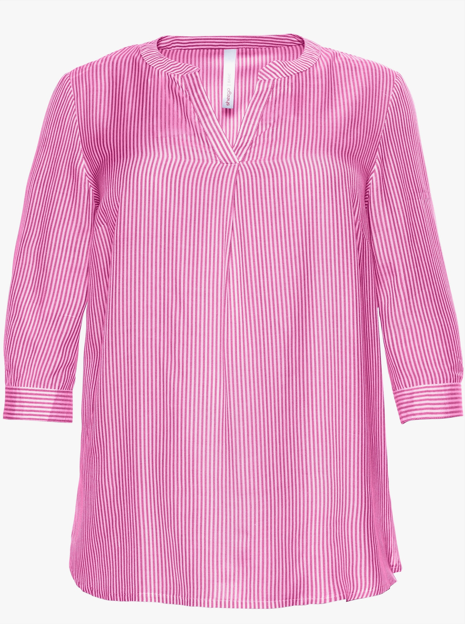 sheego Tunika - magenta-weiß-gestreift