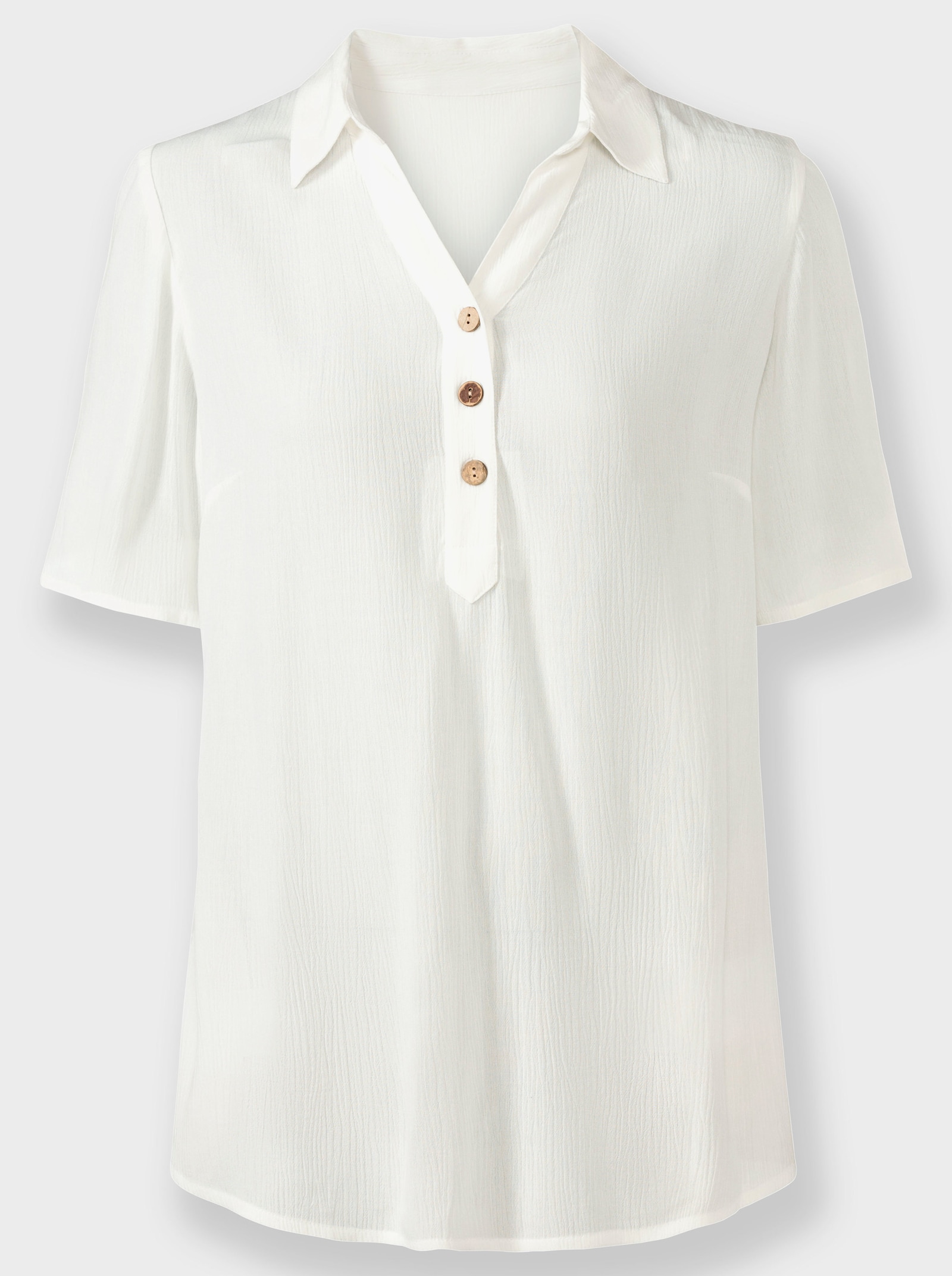 Comfortblouse met korte, oprolbare mouwen - ecru