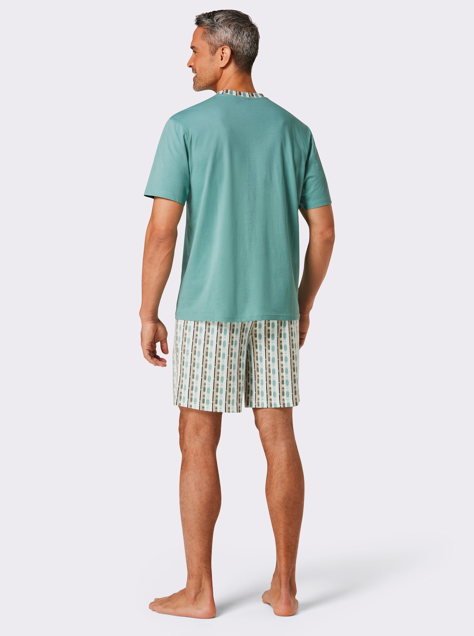 wäschepur men Shorty's - ecru/salie bedrukt + salie