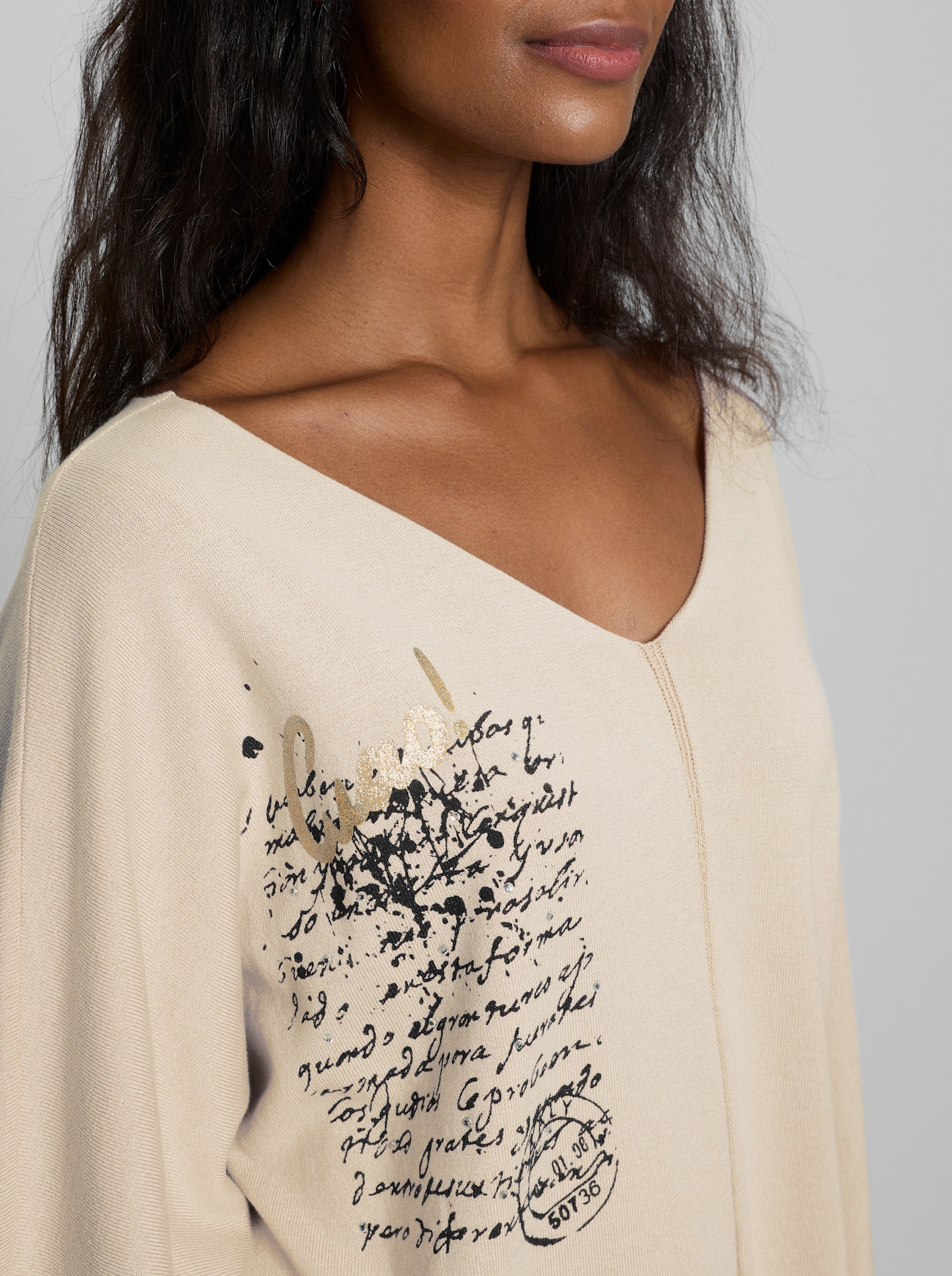 heine Pullover mit V-Ausschnitt - sand
