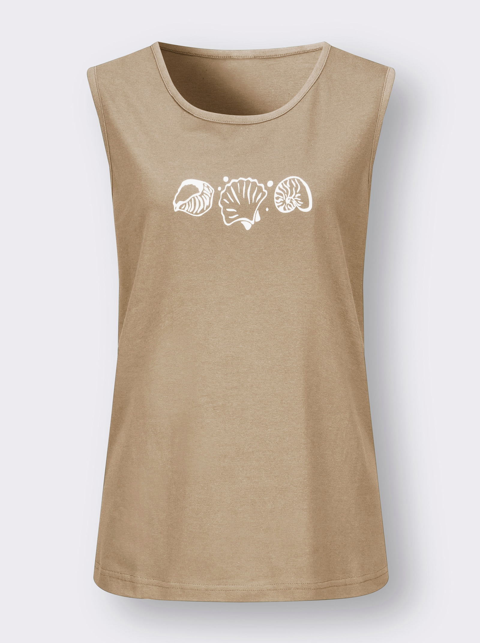 Tričkový top, bočné rázporky - béžová