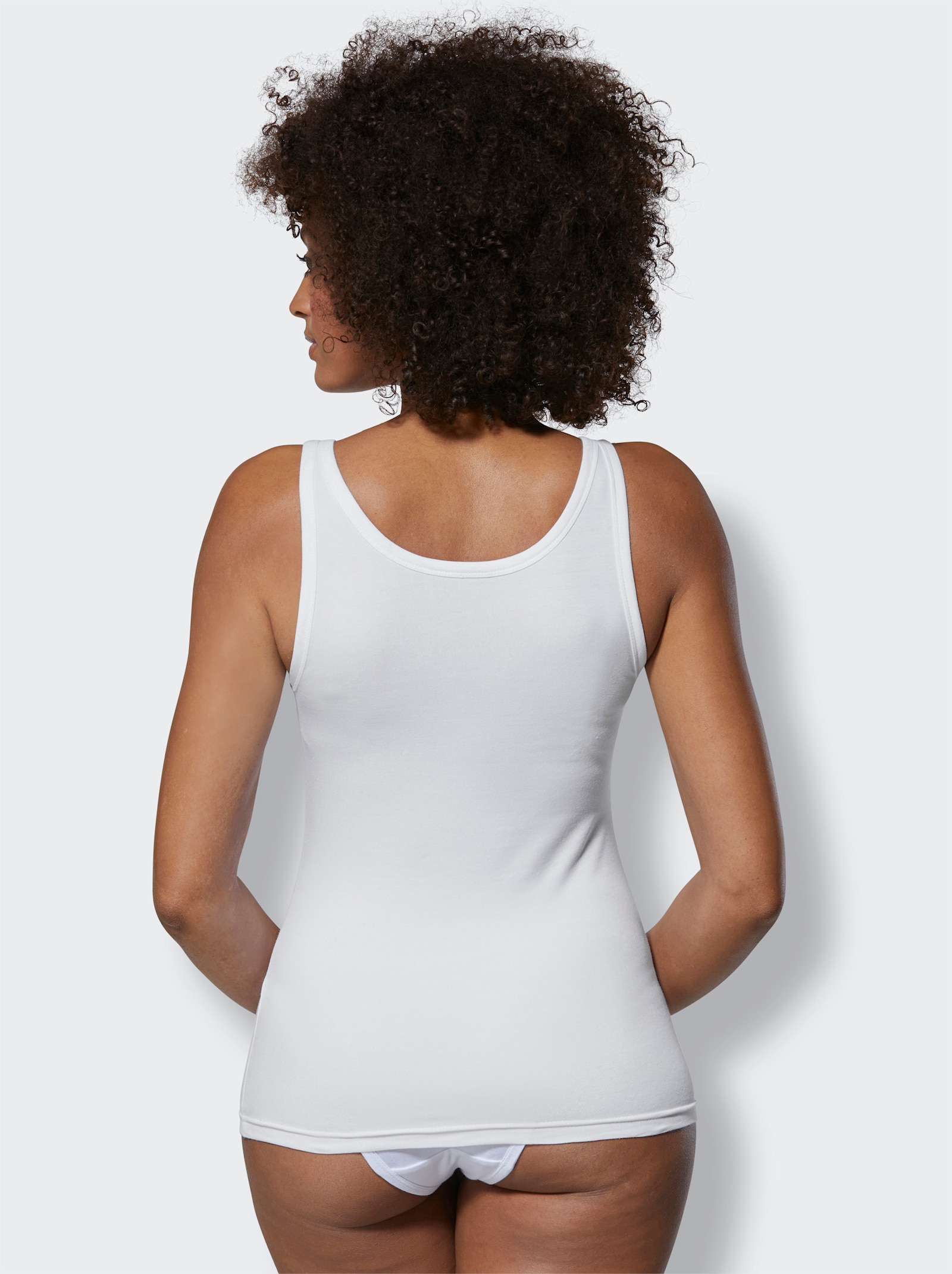 wäschepur Mouwloze top met brede bandjes - flamingo + aquamarijn + wit