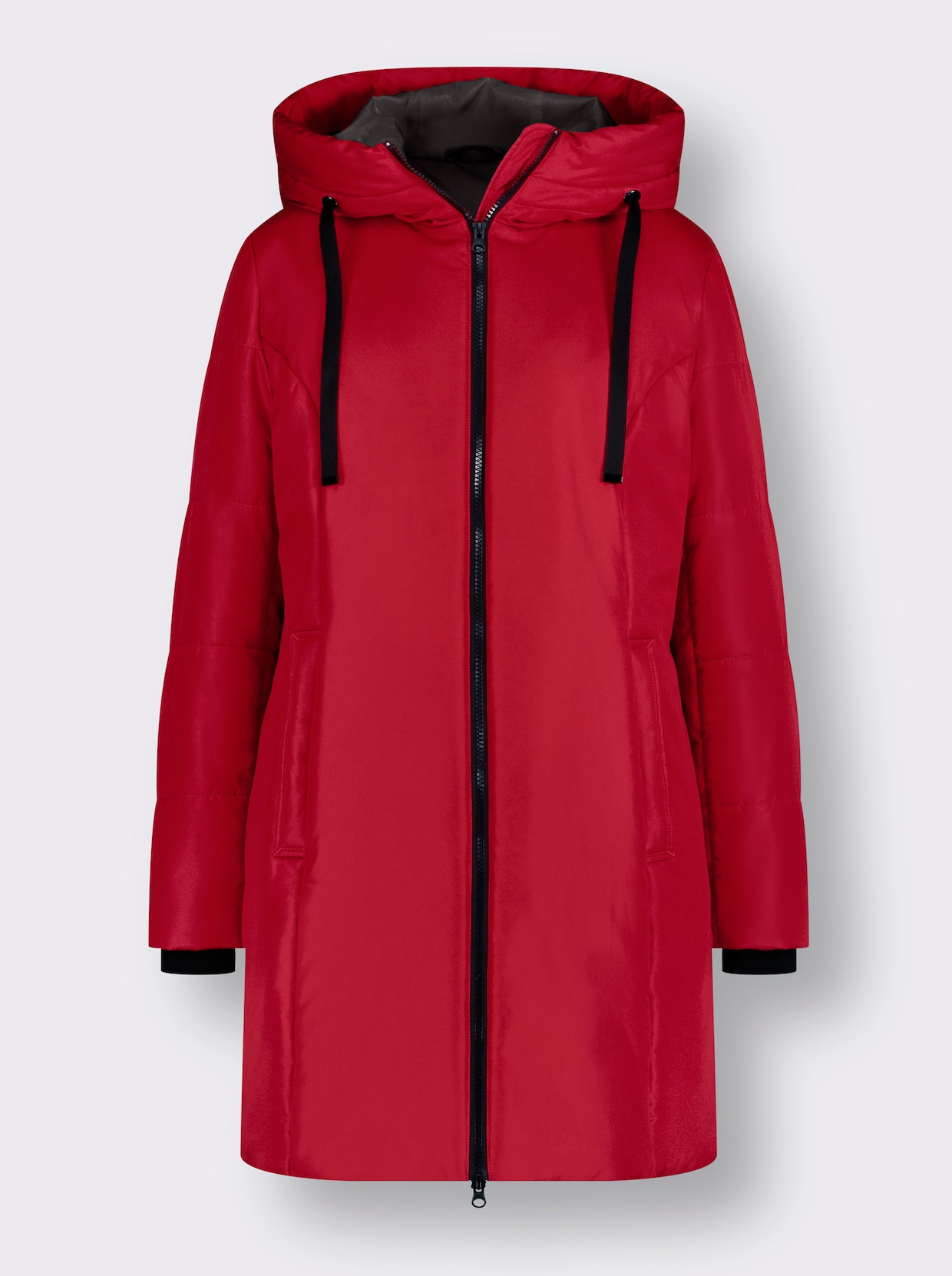 Zeer warm lang jack met doorgestikt patroon - rood