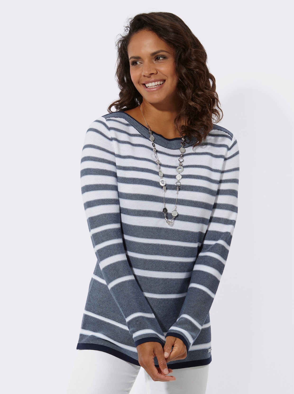 Gestreepte pullover - marine/wit gestreept