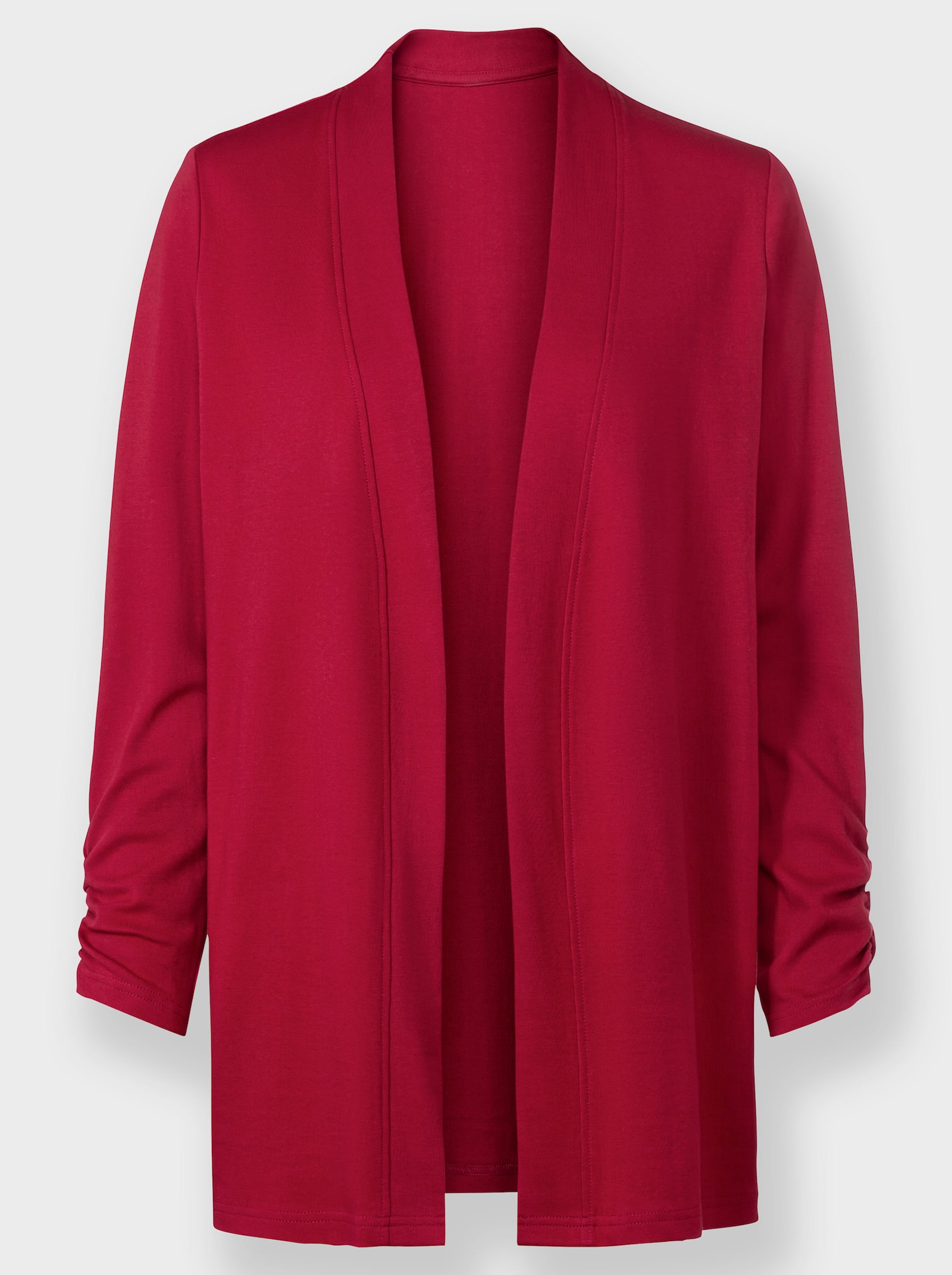 Shirtjacke mit Ärmel-Raffungen - kirsche