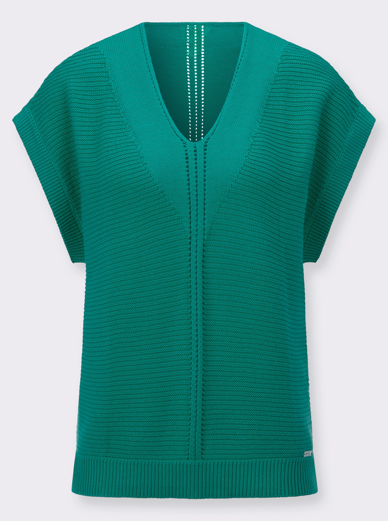 Pullunder im Ajour-Strickmuster-Mix - smaragd