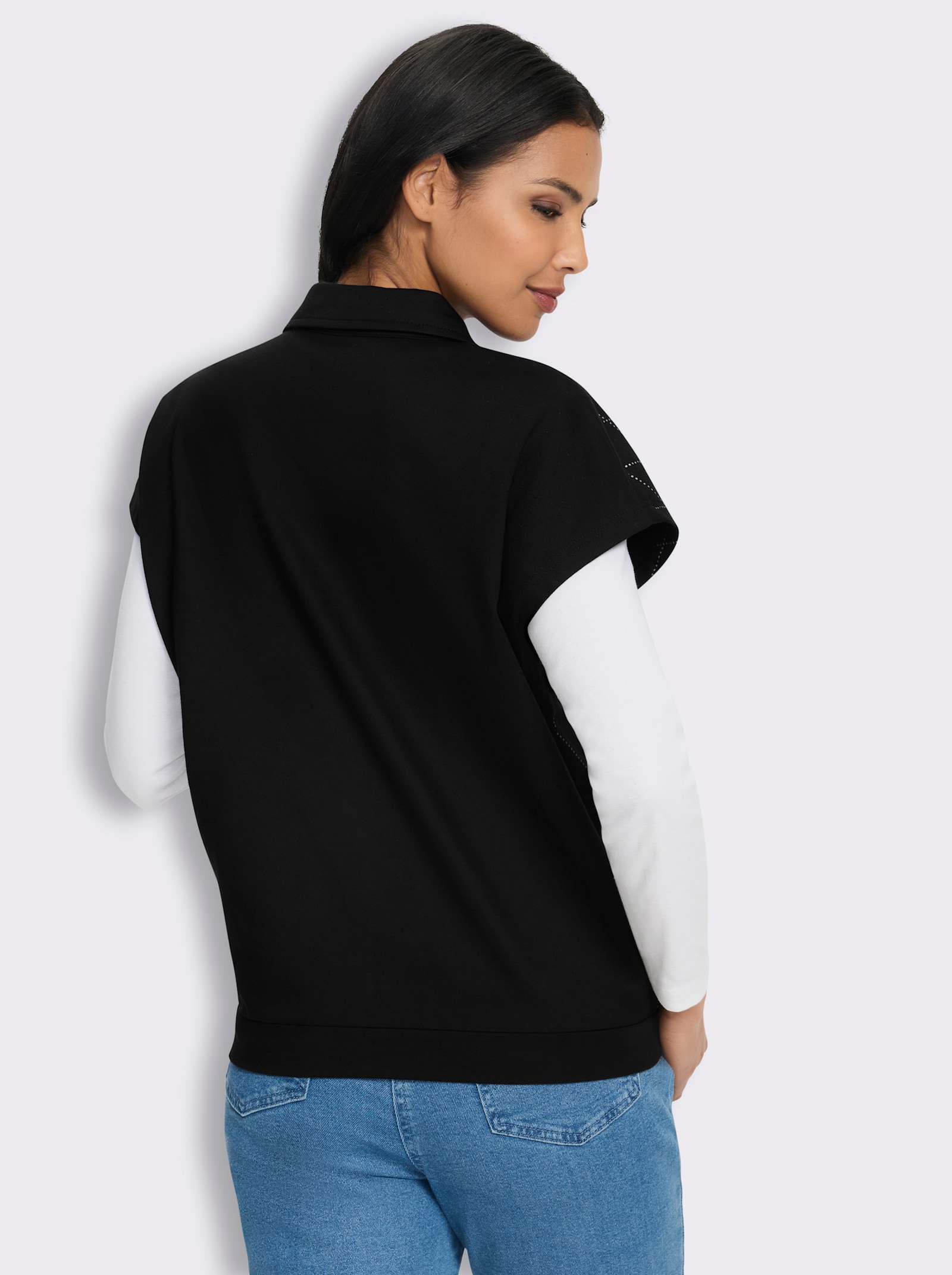 Sweatweste mit Folien-Druck vorne - schwarz