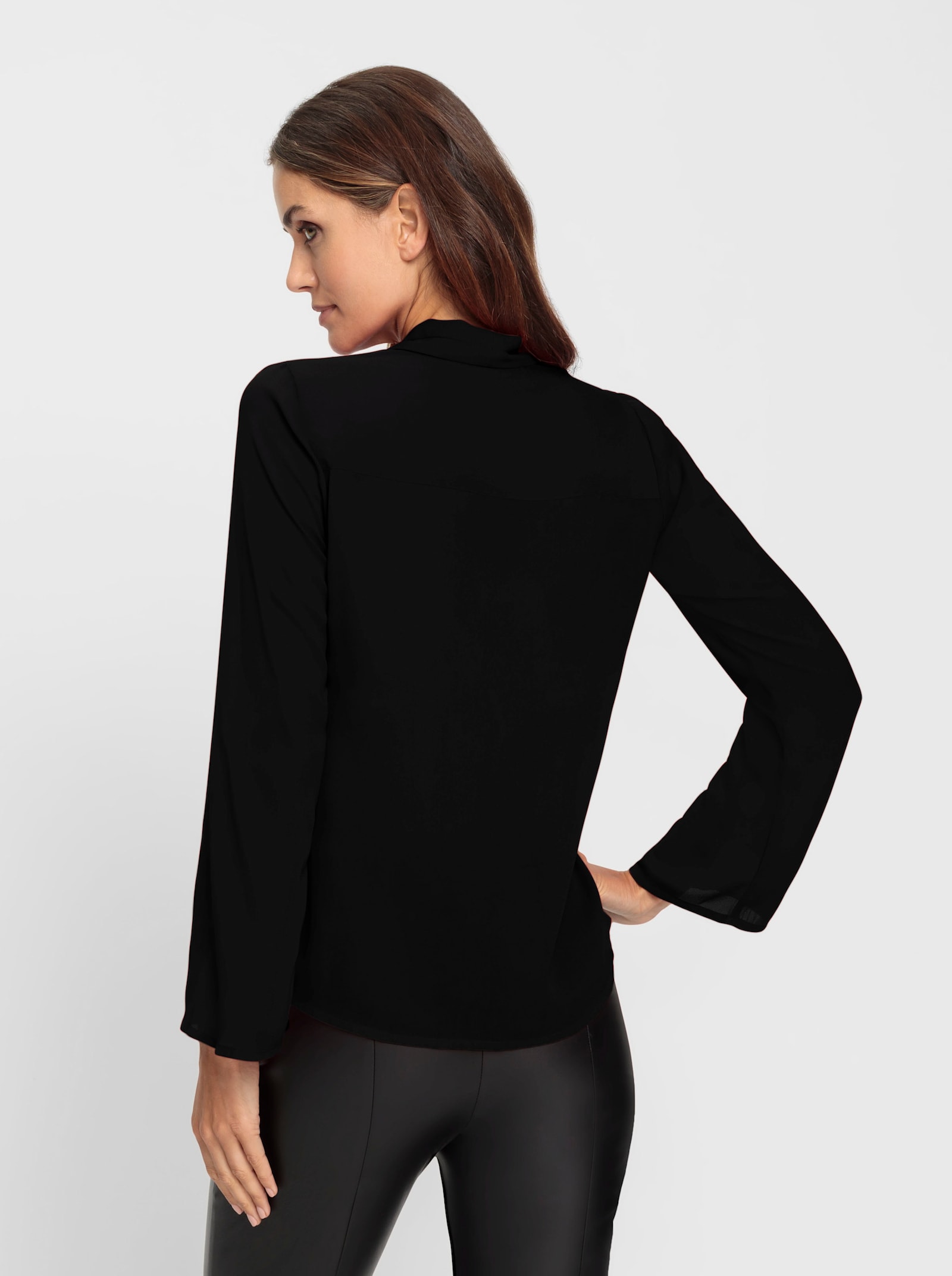 heine Langarmbluse mit Schalkragen - schwarz