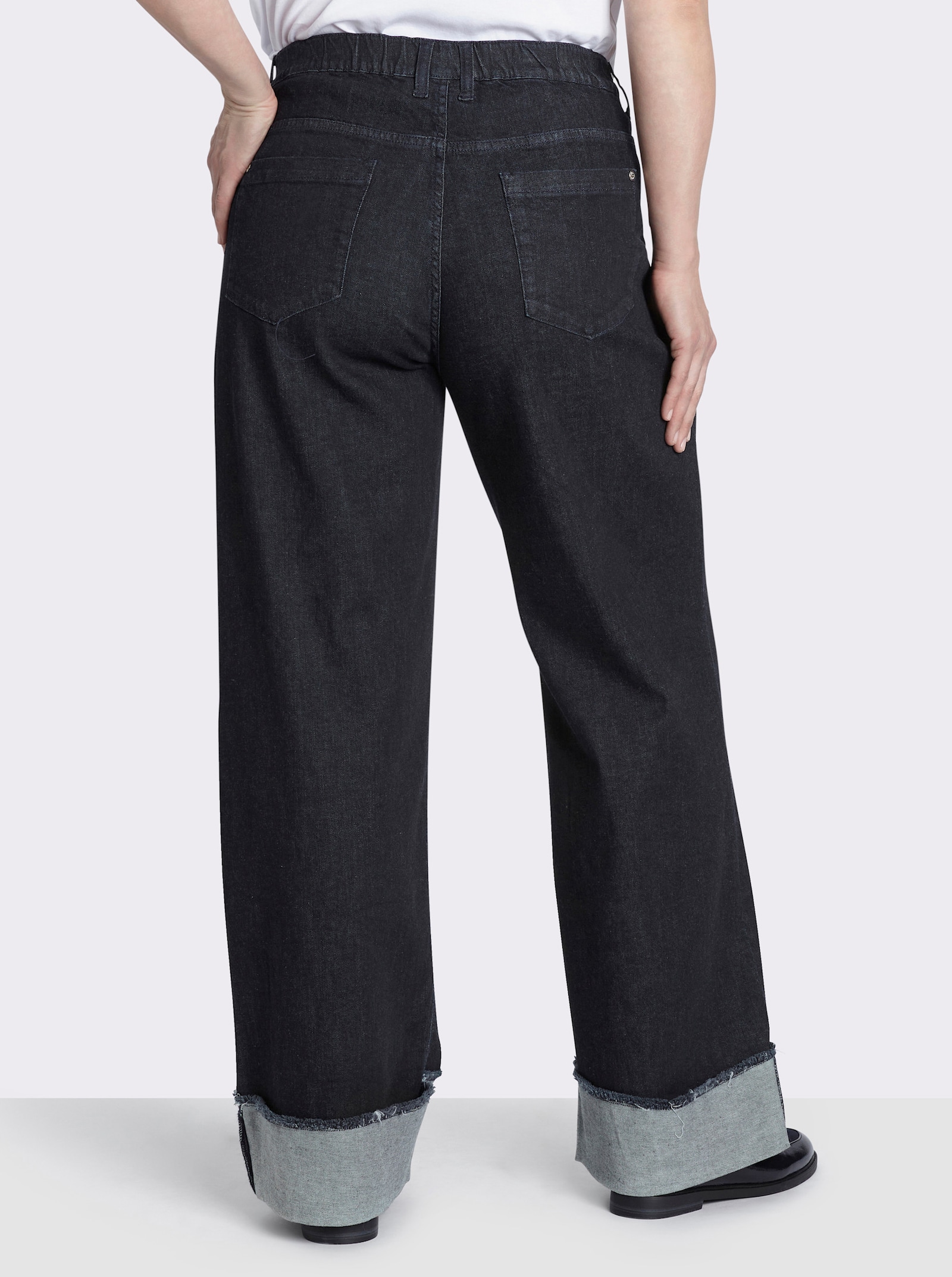 sheego Jeans mit breitem Umschlag am Saum - dark blue