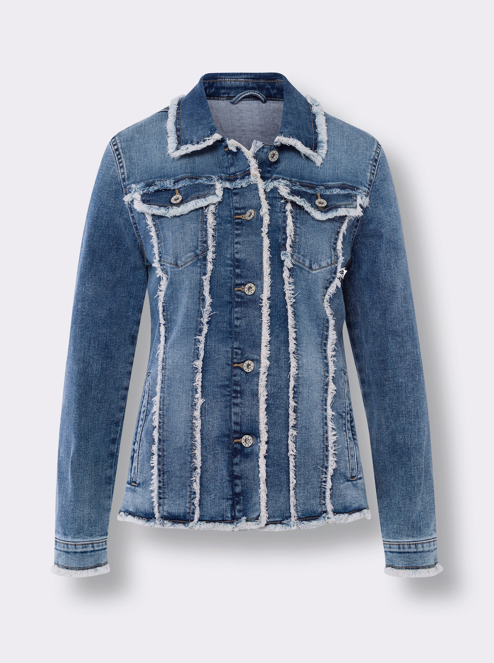 heine Jeansjacke mit Fransen-Details - blue-stone-washed