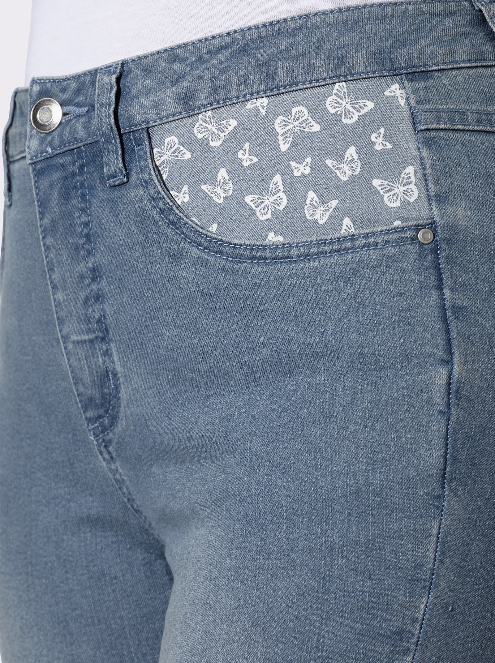 7/8-jeans met vlinderinzetten - blue-bleached