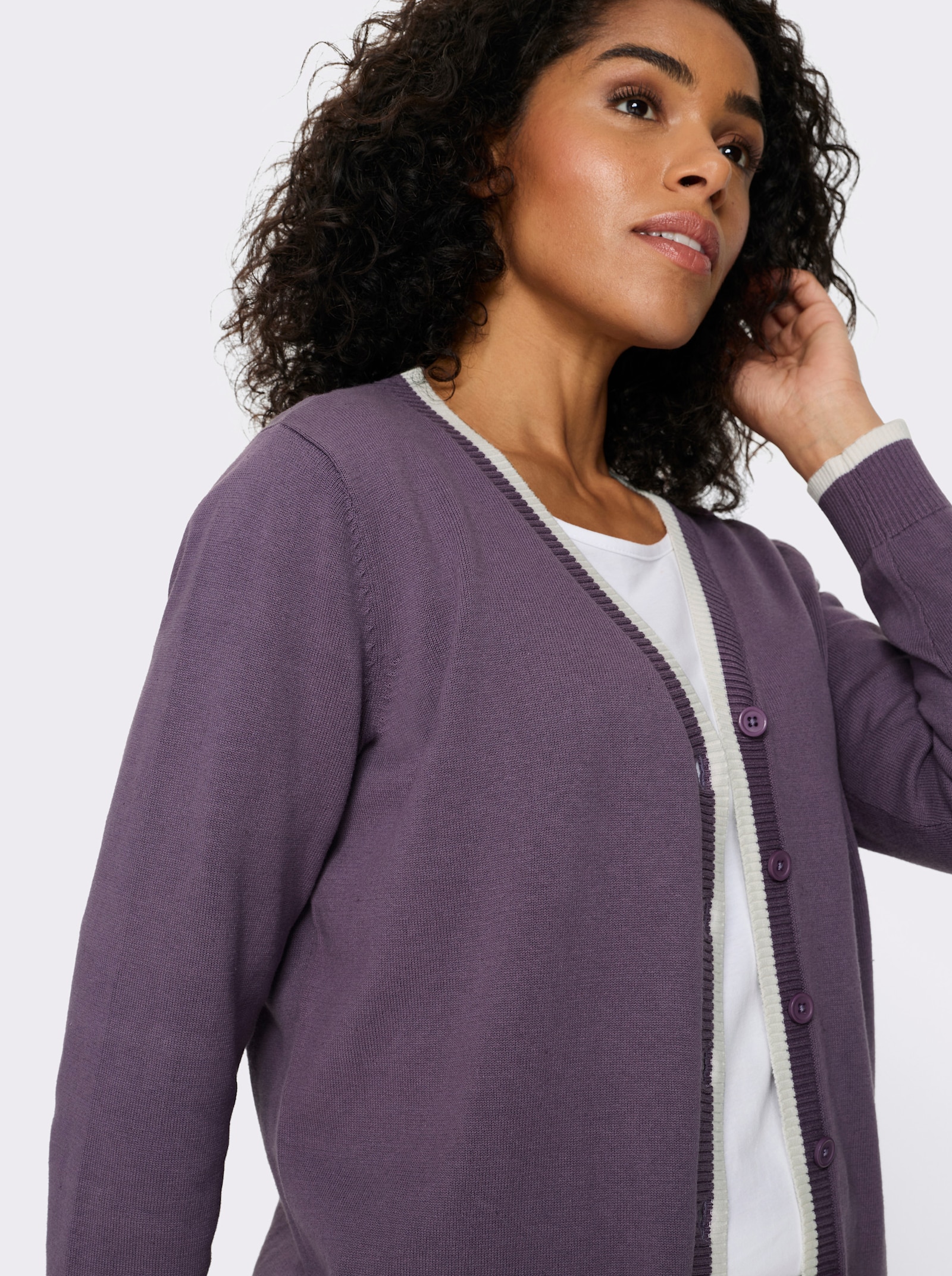 Strickjacke aus reiner Baumwolle - feige-ecru