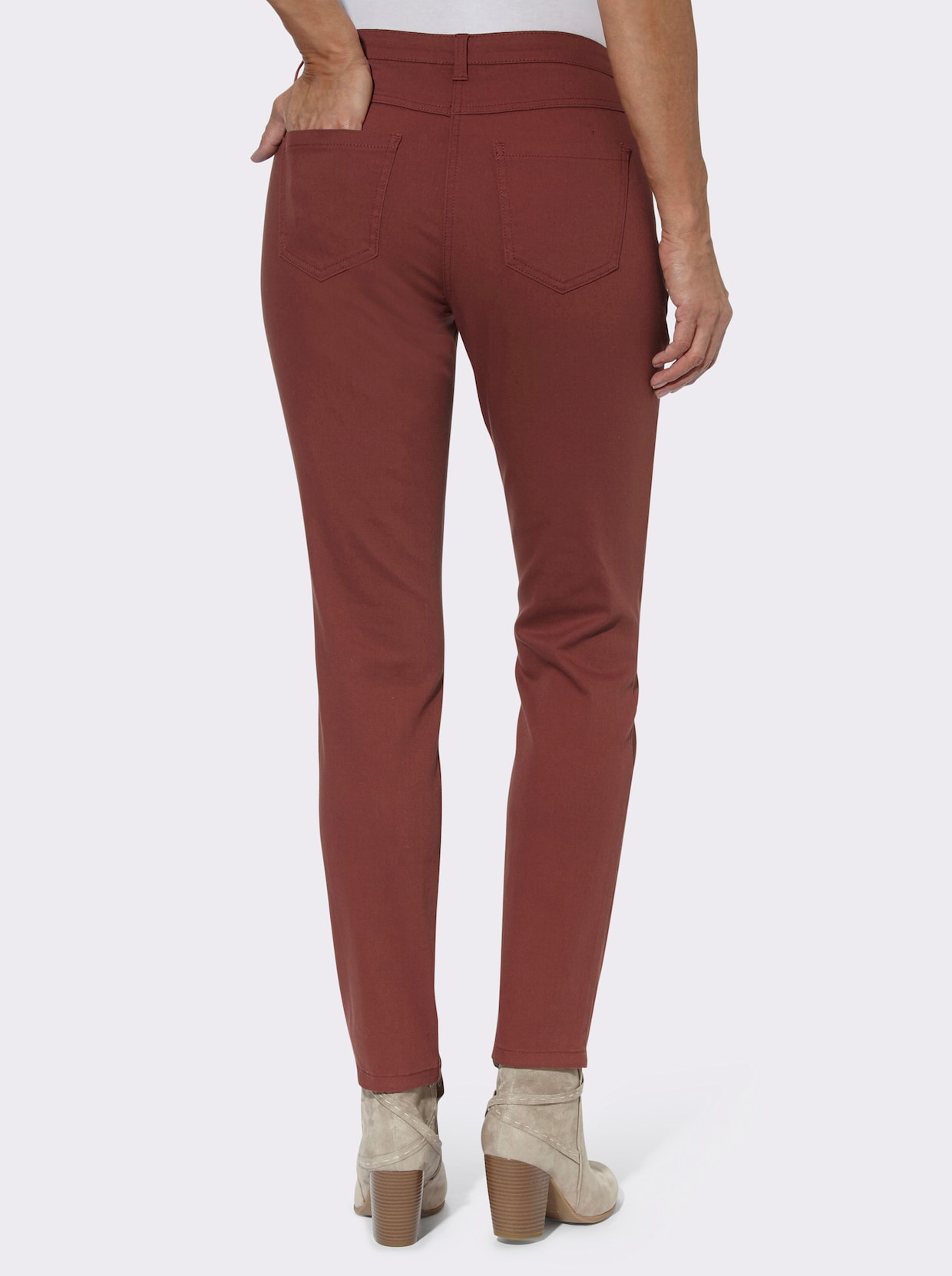 pantalon extensible - marron rouge