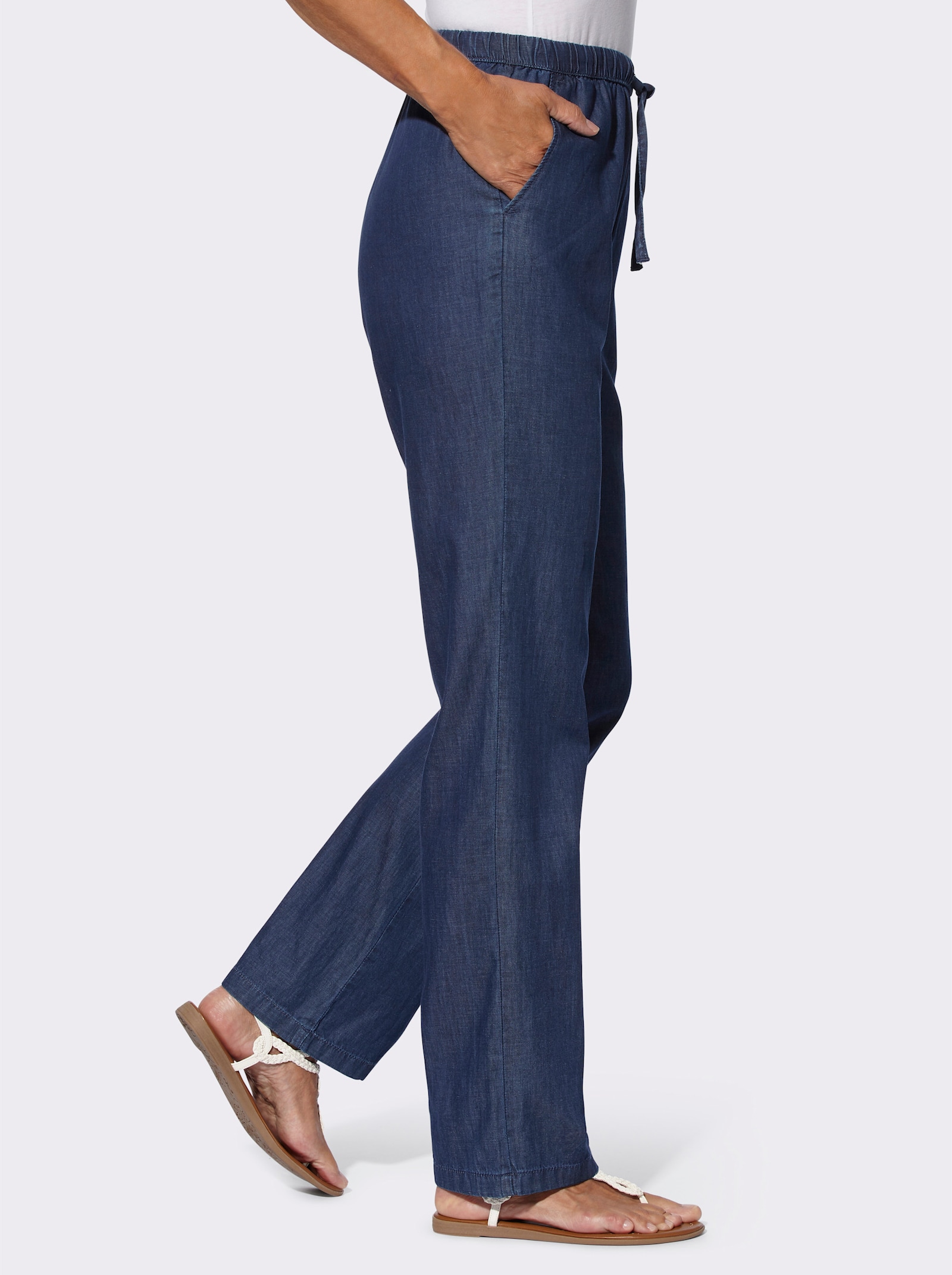 Jeans mit weitem Bein - blue-stone-washed