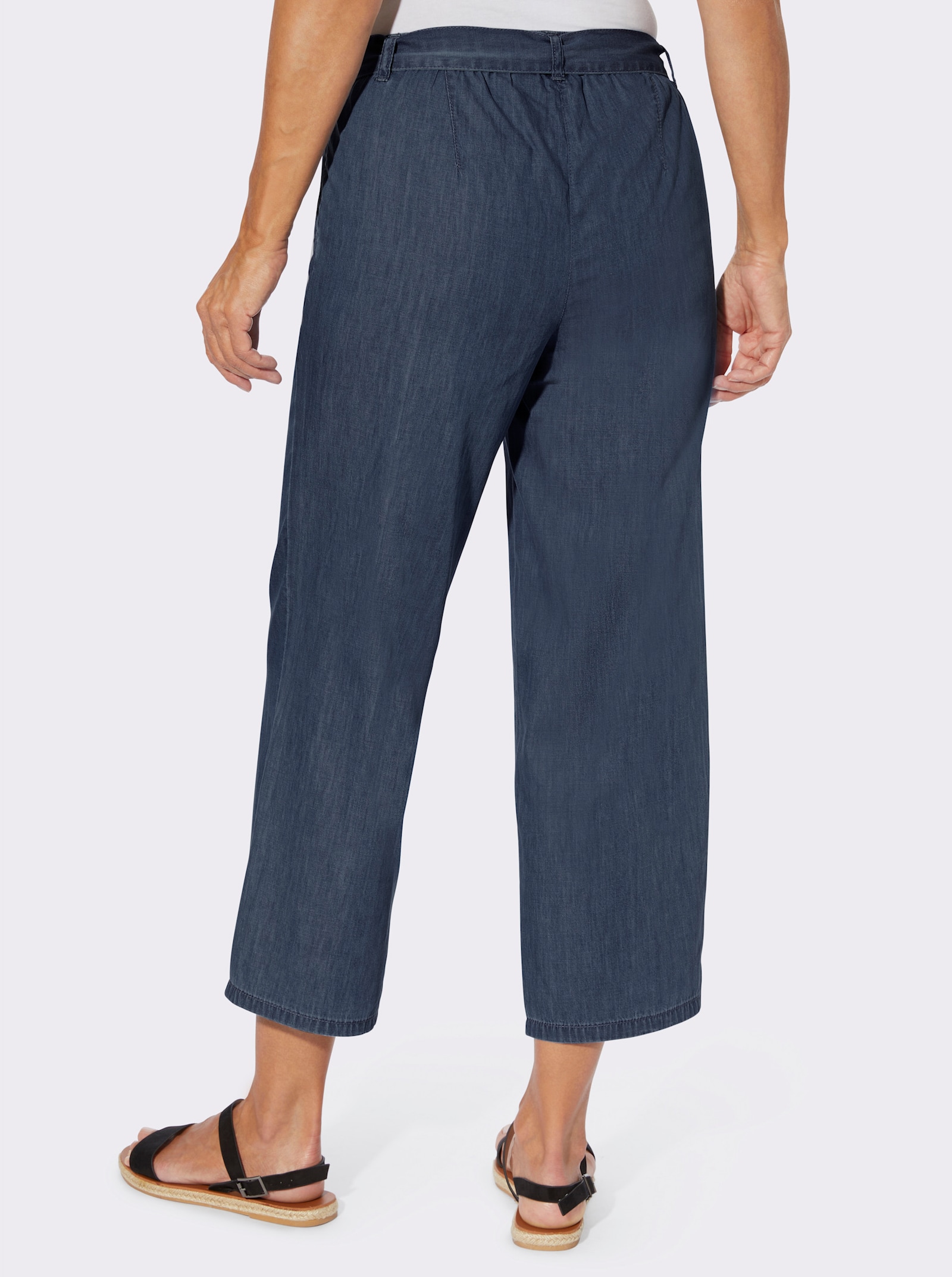 Culotte met afneembare bindceintuur - blue-stonewashed