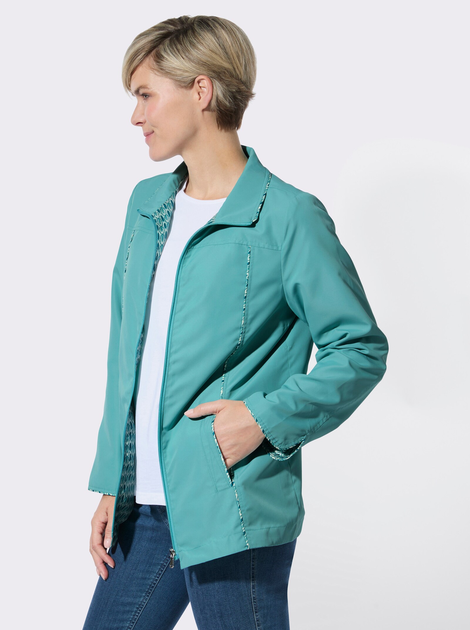 Übergangsjacke mit Cord-Paspelierungen - ozean