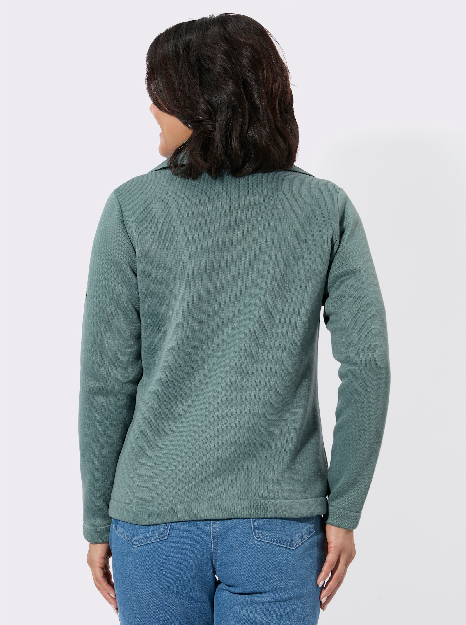 Fleecejacke mit Druckknöpfen - jade