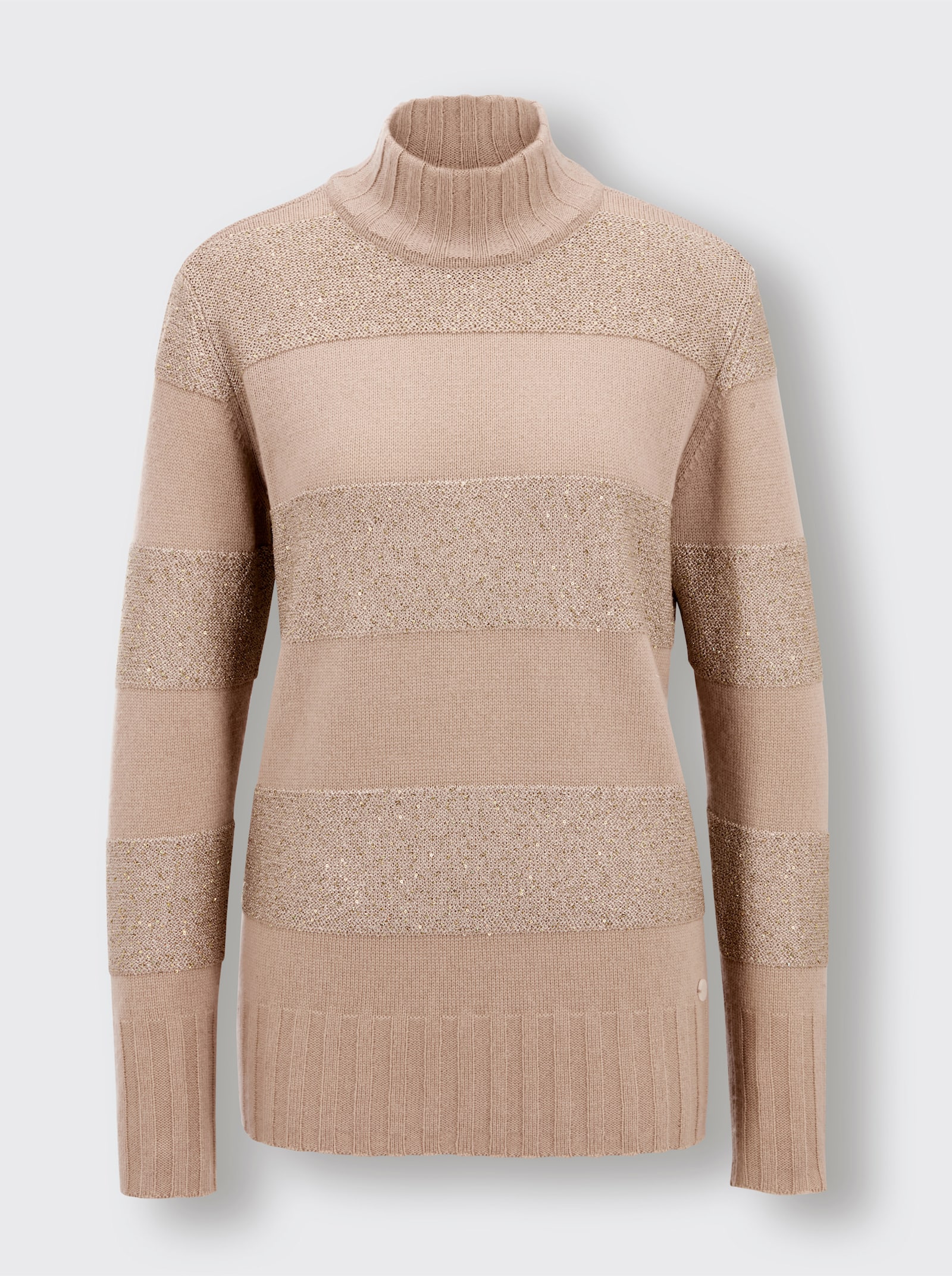 CREATION L PREMIUM Wollpullover mit Paillettengarn - beige