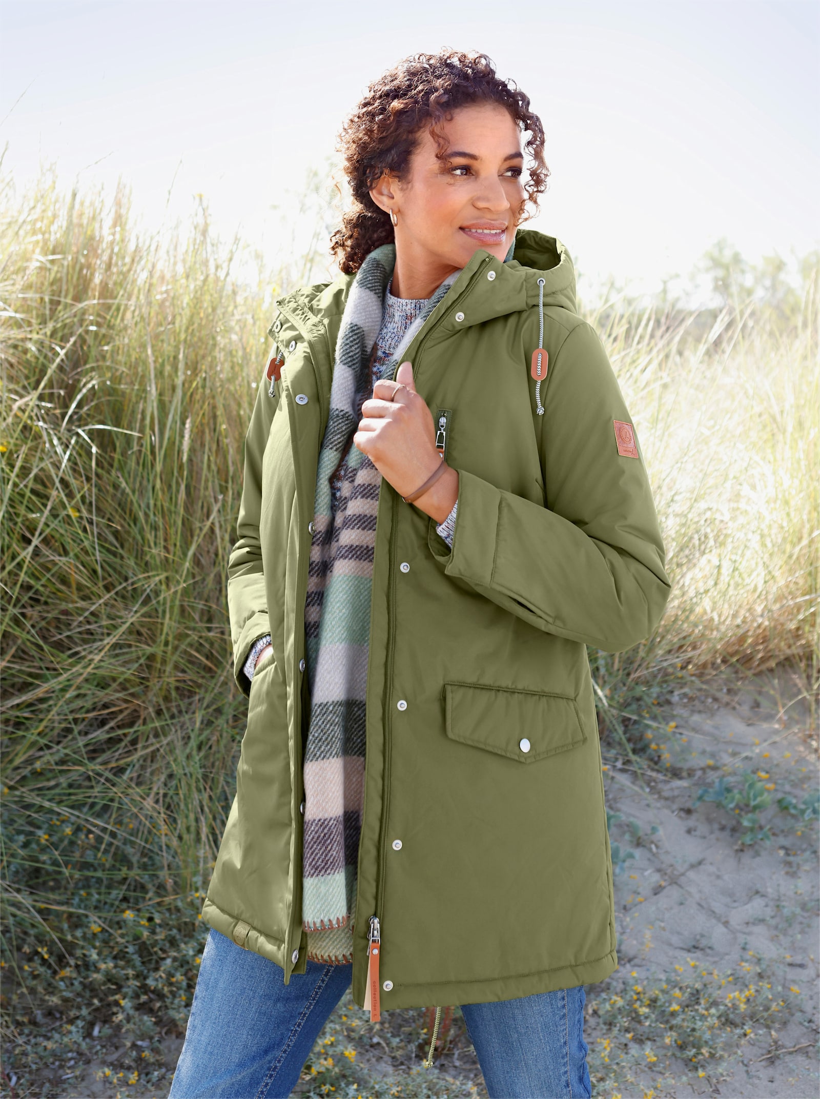 Regenjacke mit Wattierung - oliv