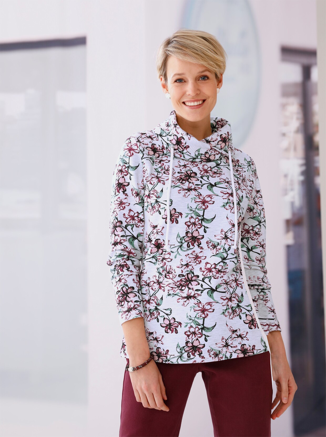 Langarmshirt - ecru-bedruckt