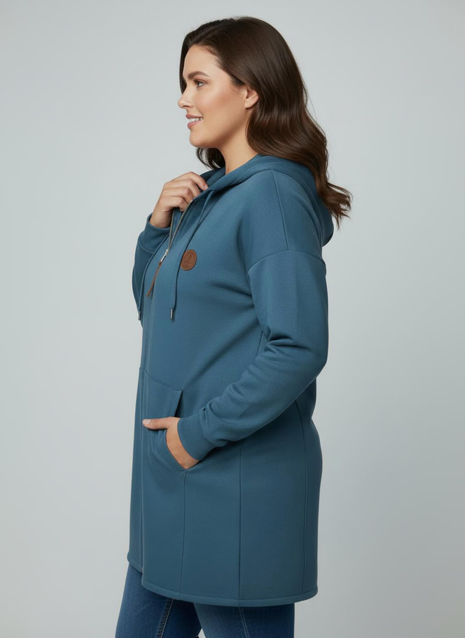 Sweatjacke mit 2-Wege-Reißverschluss - topas